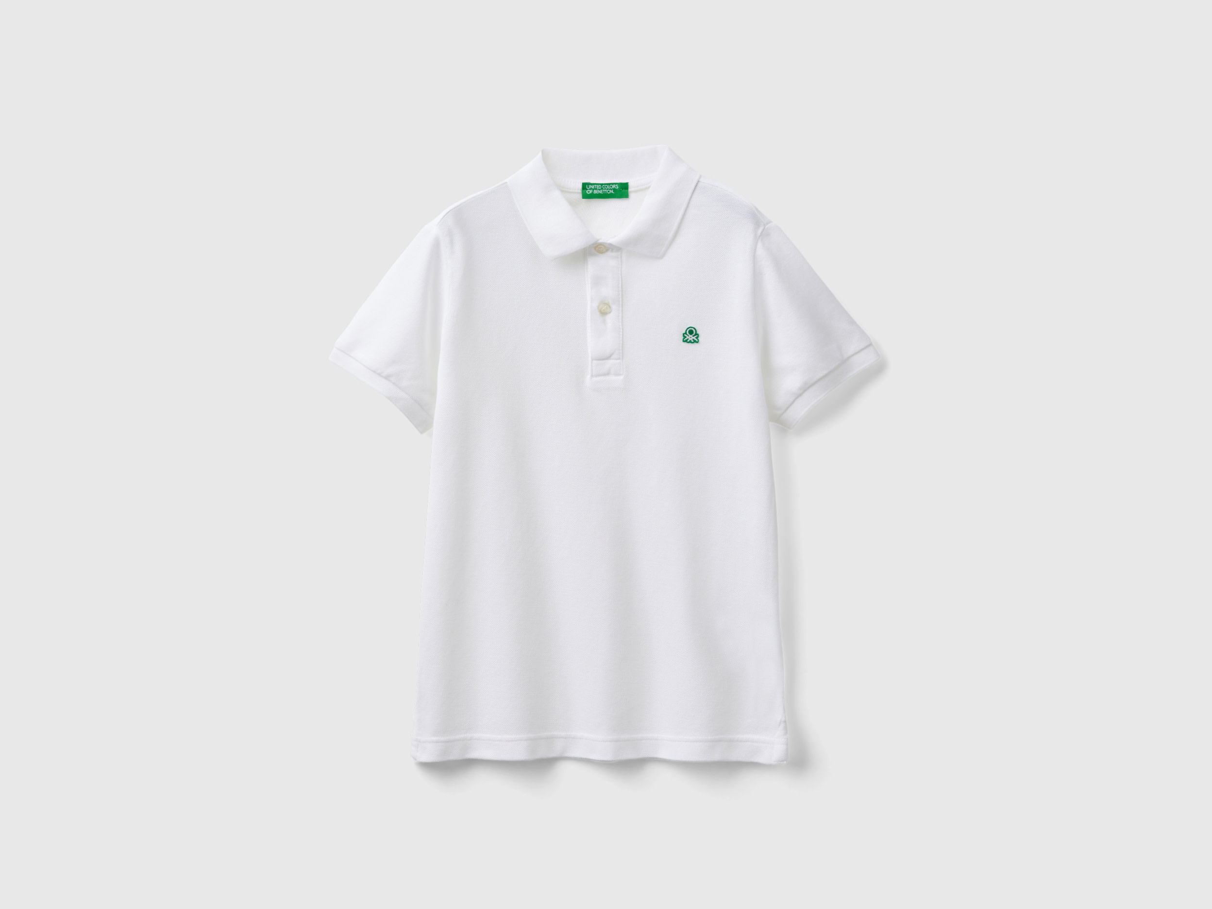 Image of Benetton, Slim Fit Polo In 100% Organic Cotton, size 2XL, White, Kids