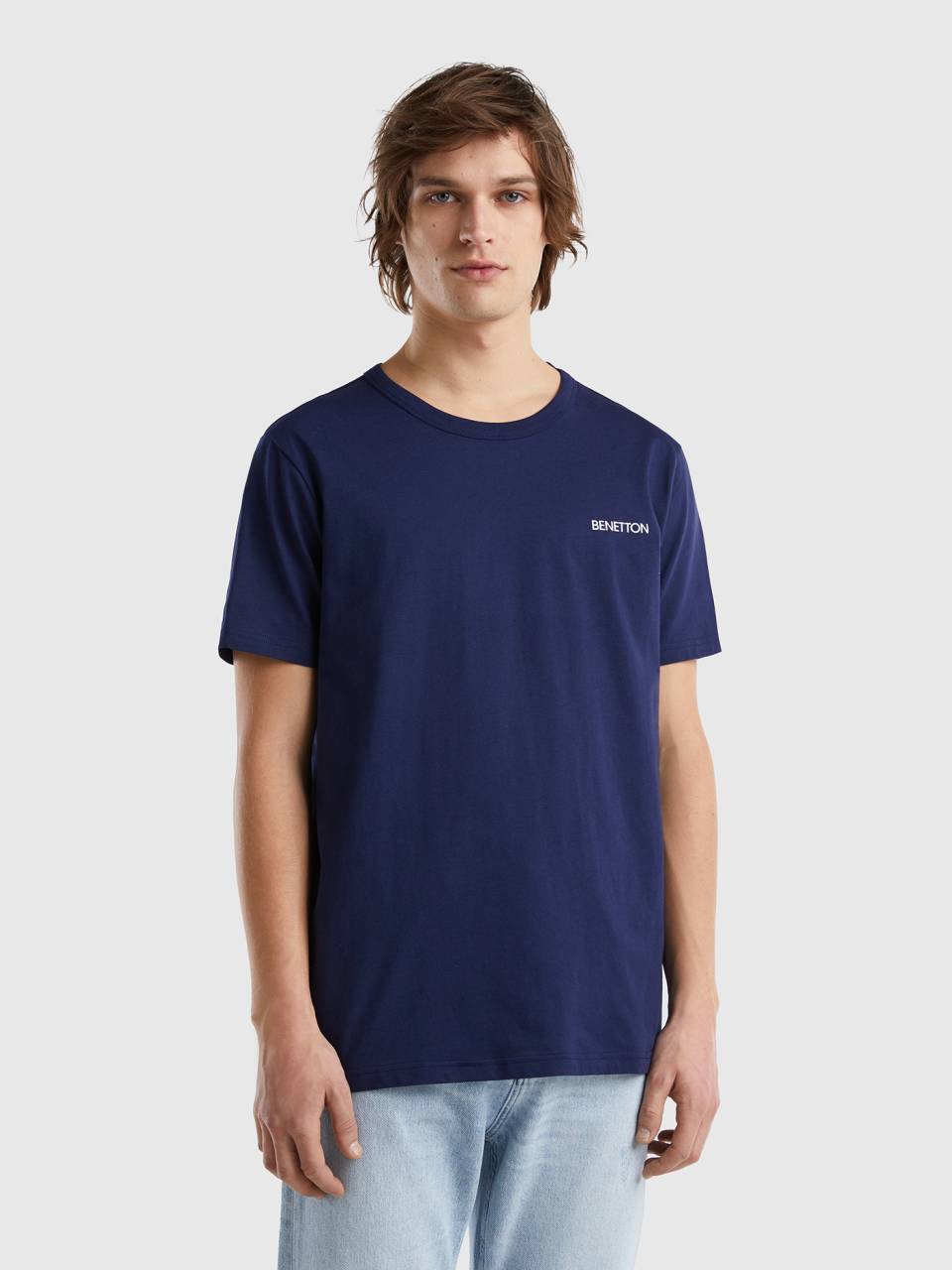 Benetton T-shirt in organic cotton with logo print. 1