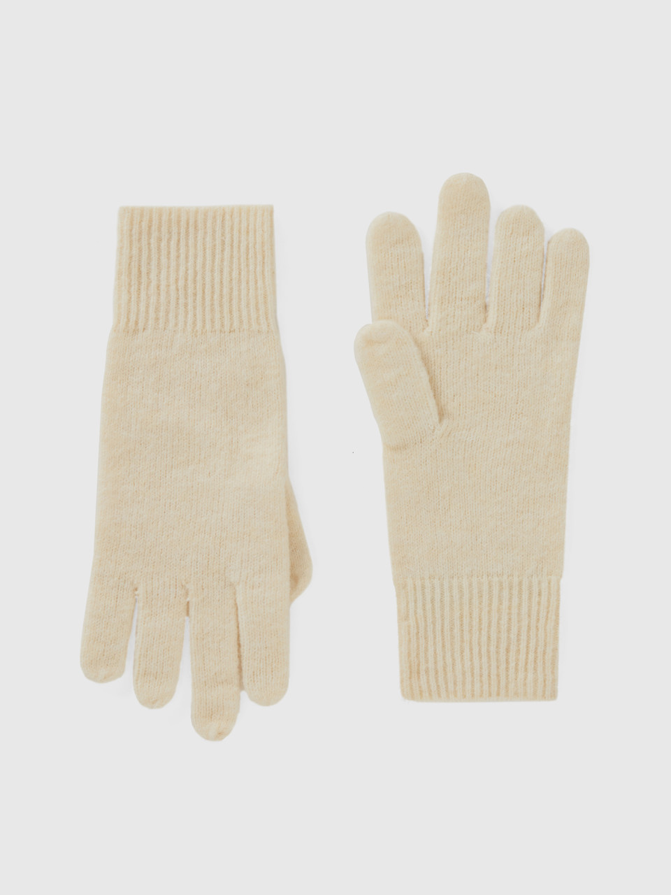 Benetton, Handschuhe Aus Recyceltem Garn, Cremeweiss, female