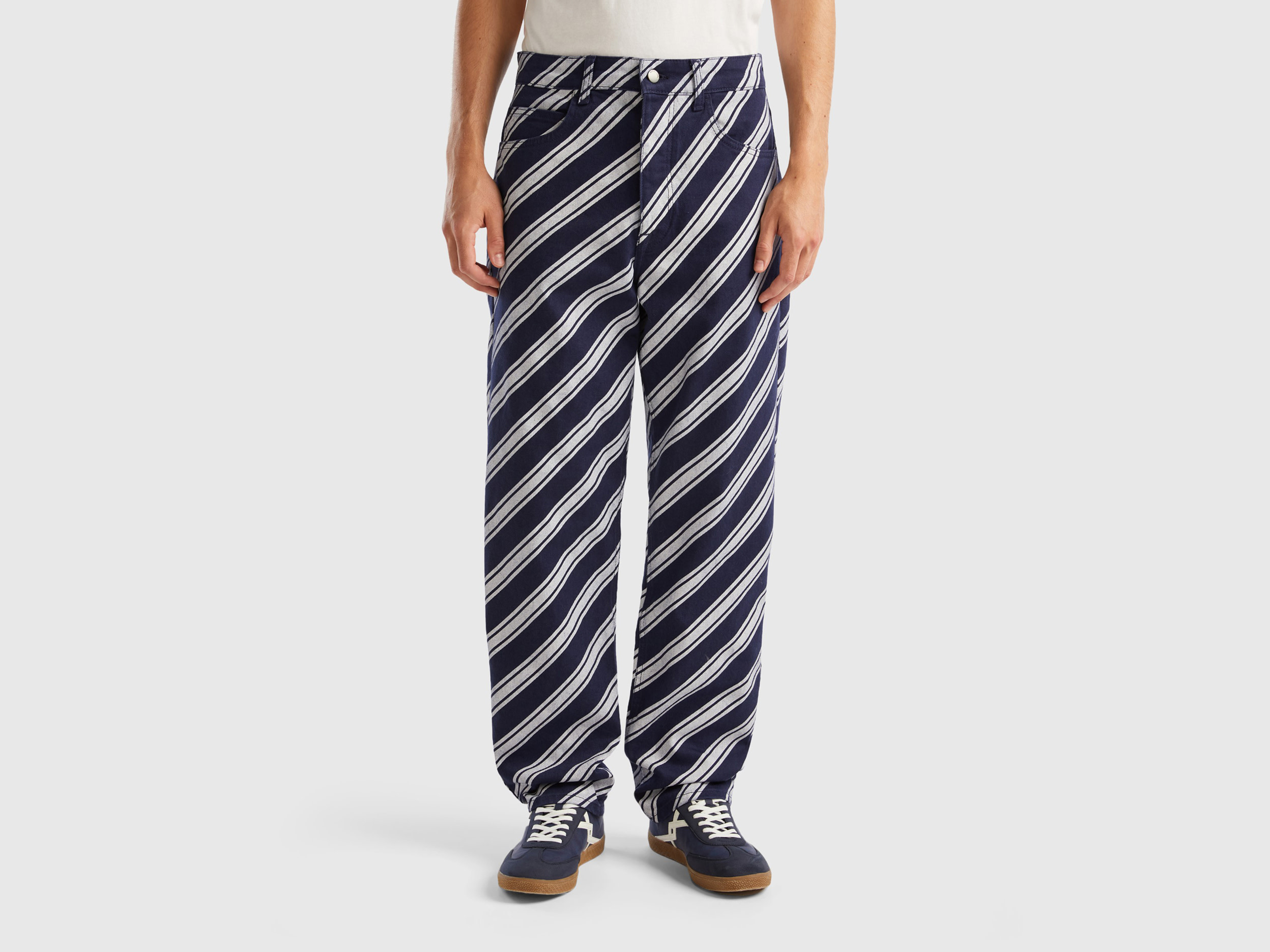 Benetton, Regimental Striped Trousers, size 32, Multi-color, Men