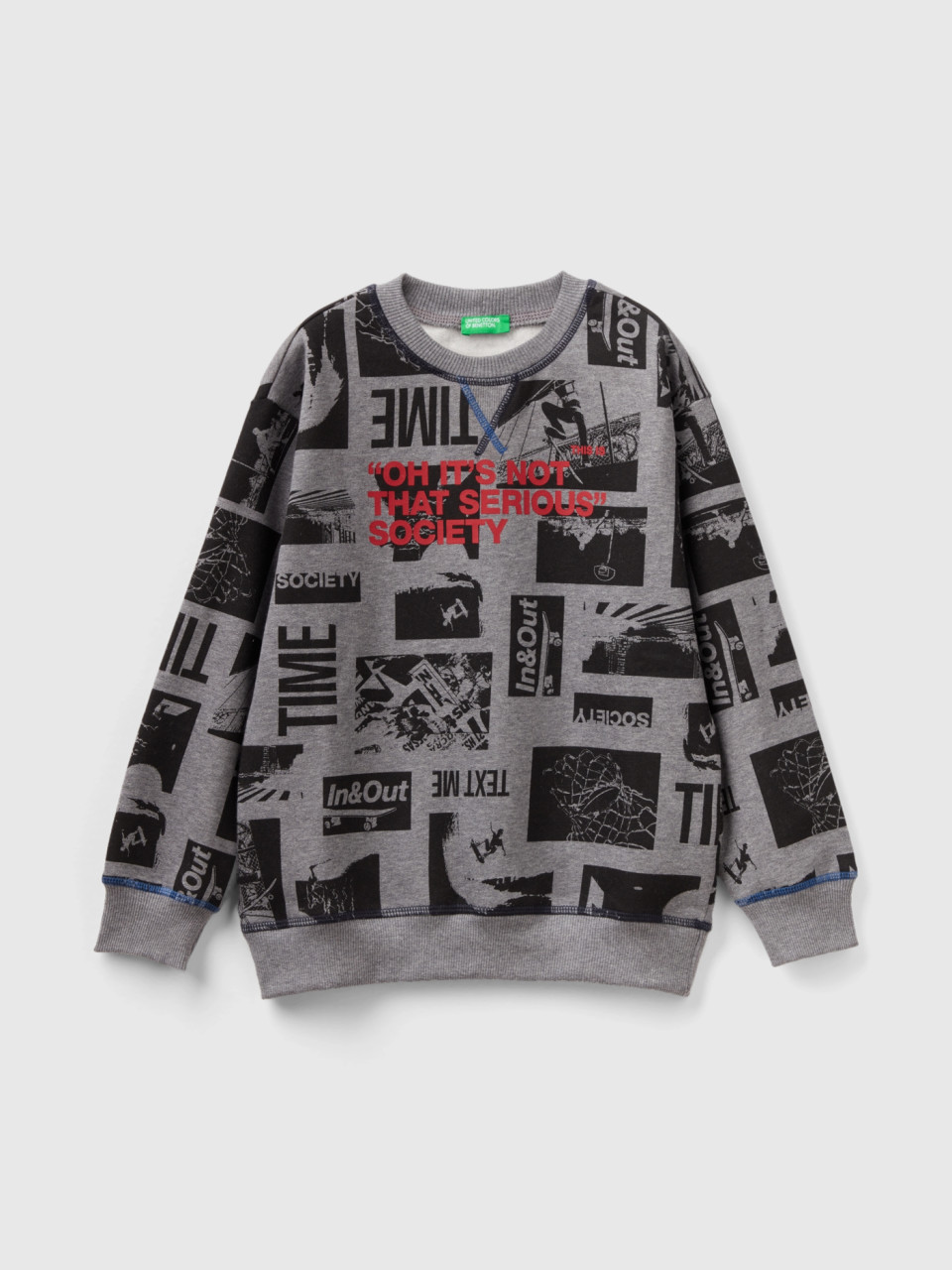 Benetton, Sweatshirt With City Print, Gray, Kids