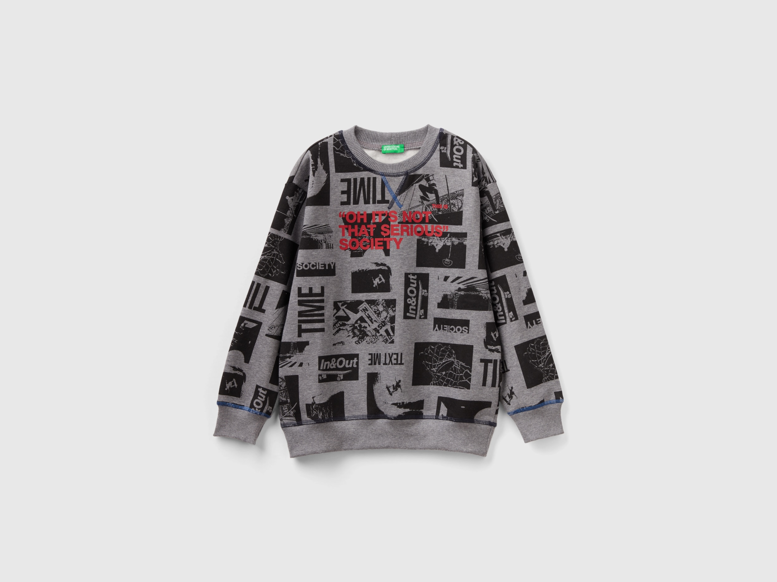 Benetton, Sweatshirt With City Print, size 3XL, Gray, Kids