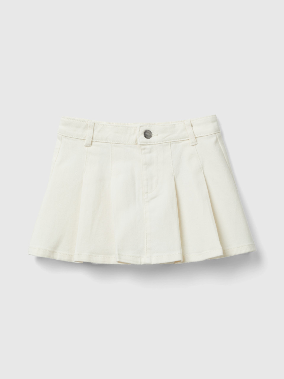 Benetton, Pleated Miniskirt, Creamy White, Kids
