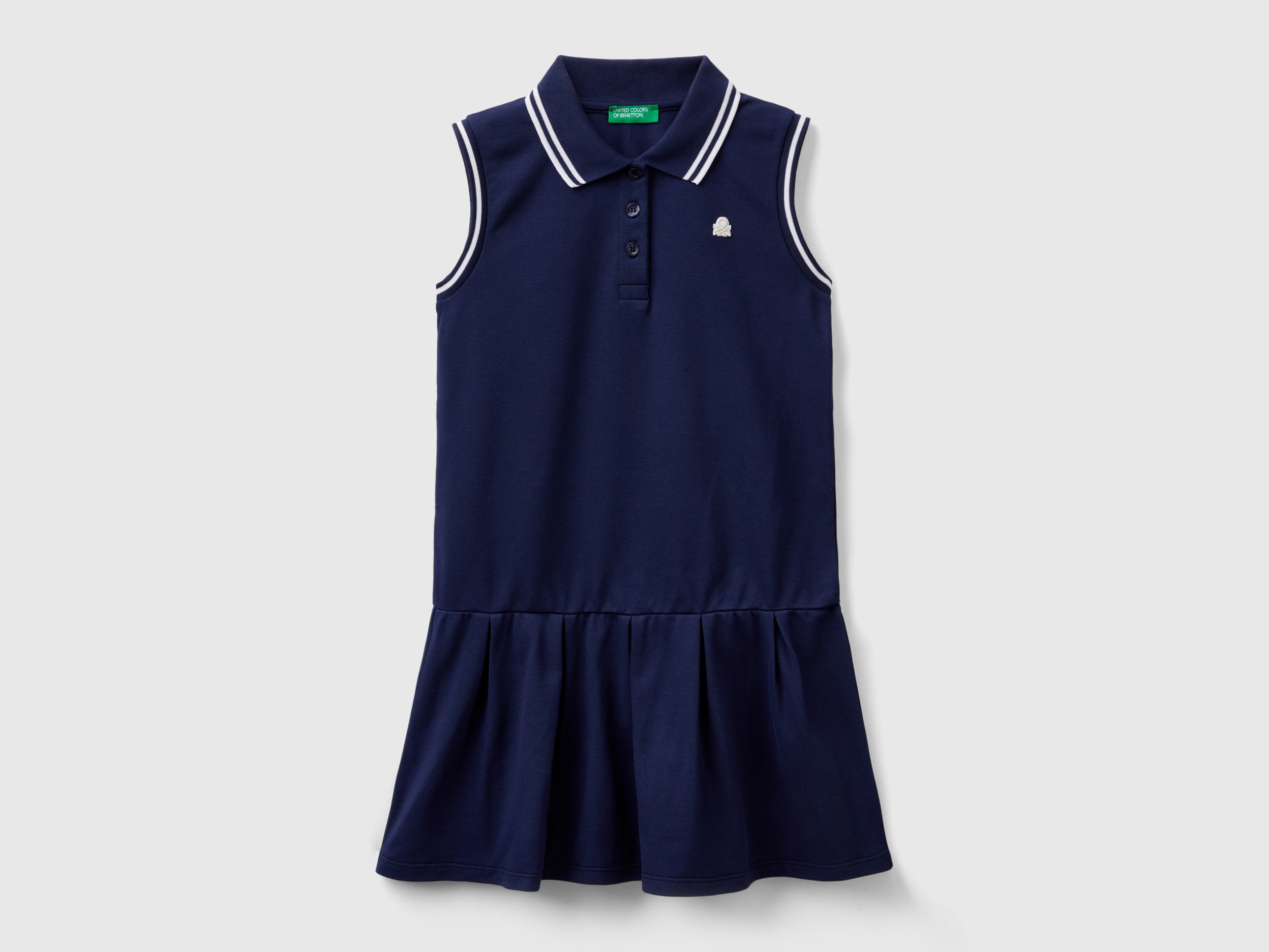 Image of Benetton, Polo-style Dress, size M, Dark Blue, Kids
