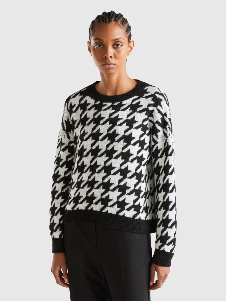 Benetton, Houndstooth Sweater, Multi-color, Women