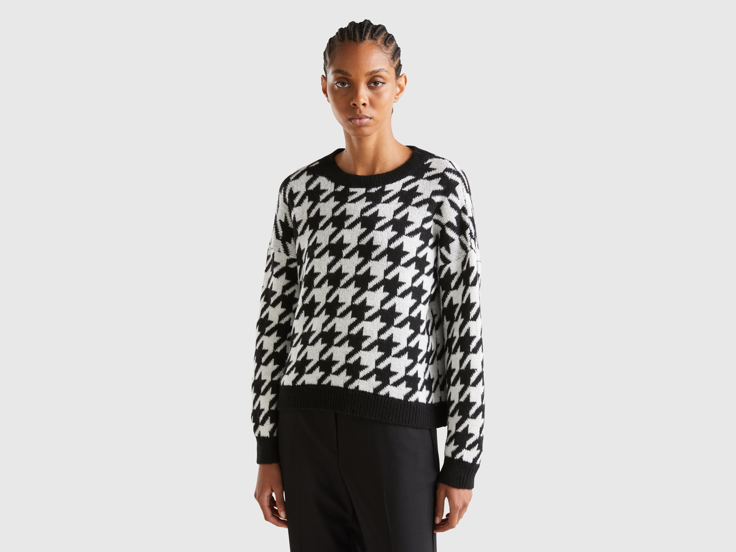 Benetton, Houndstooth Sweater, size XS, Multi-color, Women