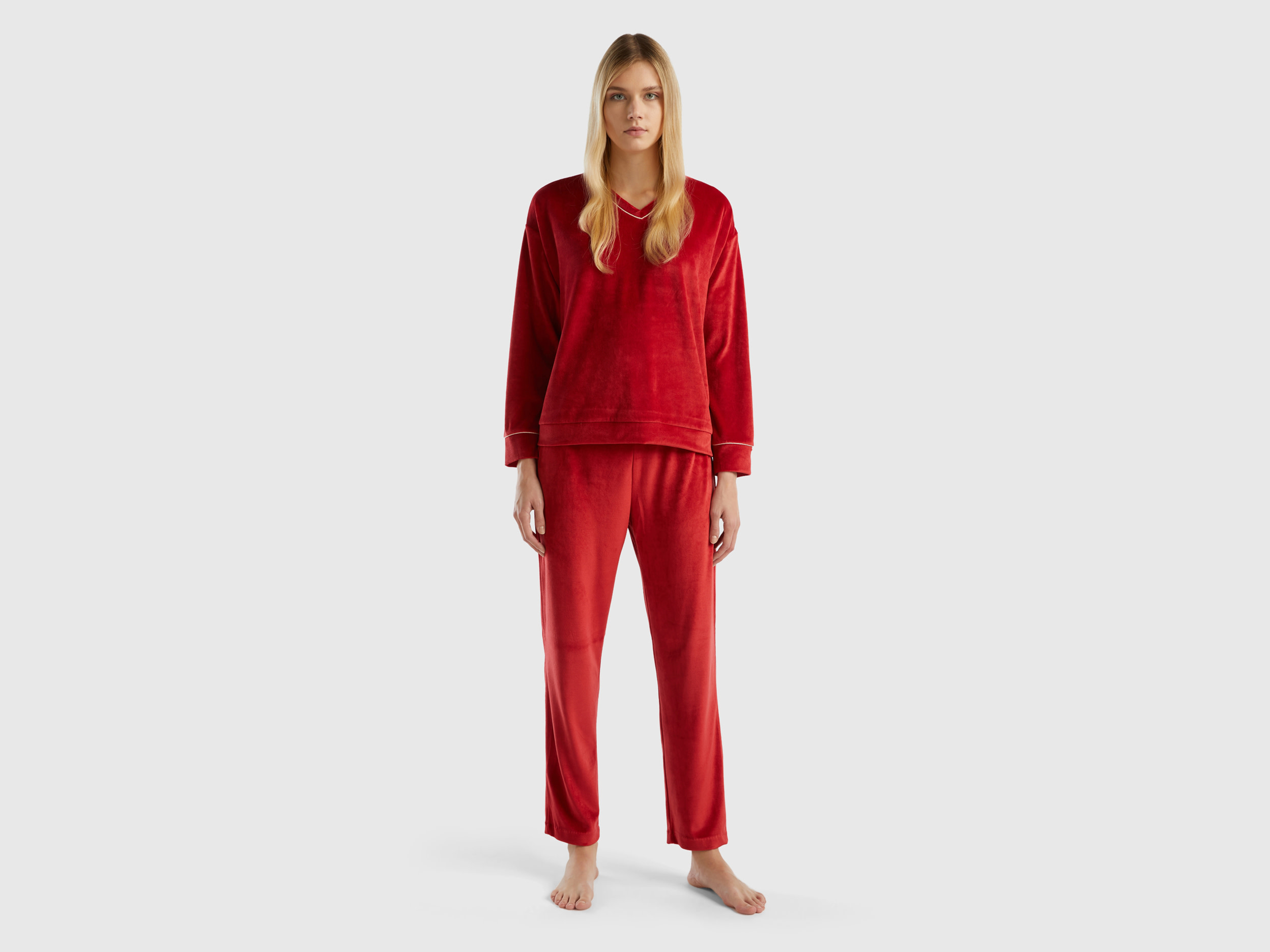 Benetton, Velour Pyjamas, size XS, Red, Women