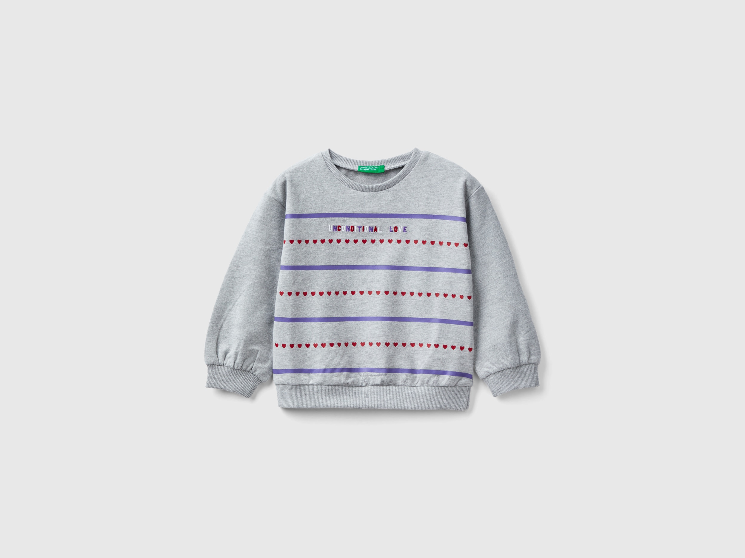 Buy Benetton Sweatshirt With Print And Embroidery size 12 18 Light Gray Kids in Cayman Islands discount voucher