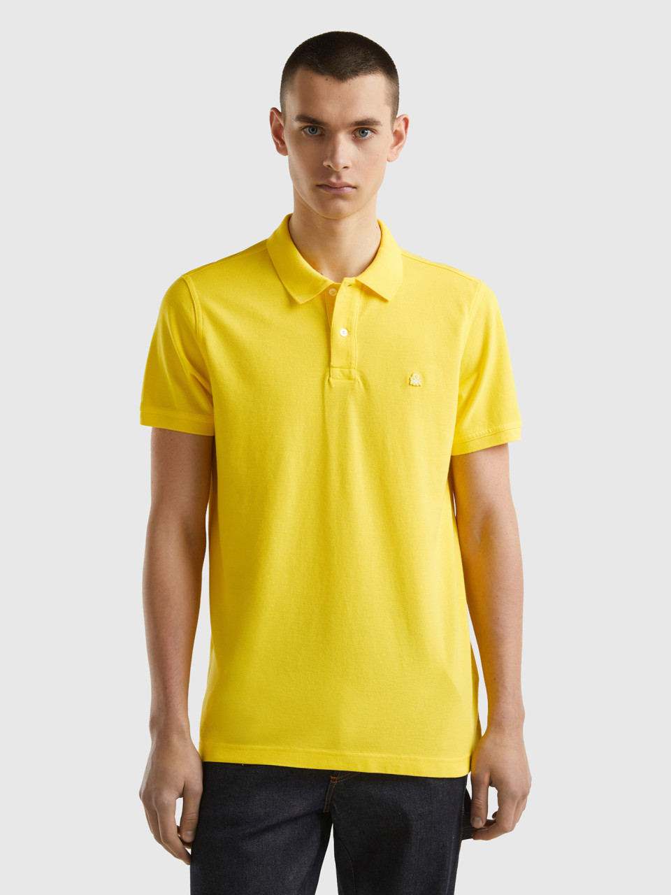 Benetton, Regular Fit Poloshirt In Gelb, Gelb, male