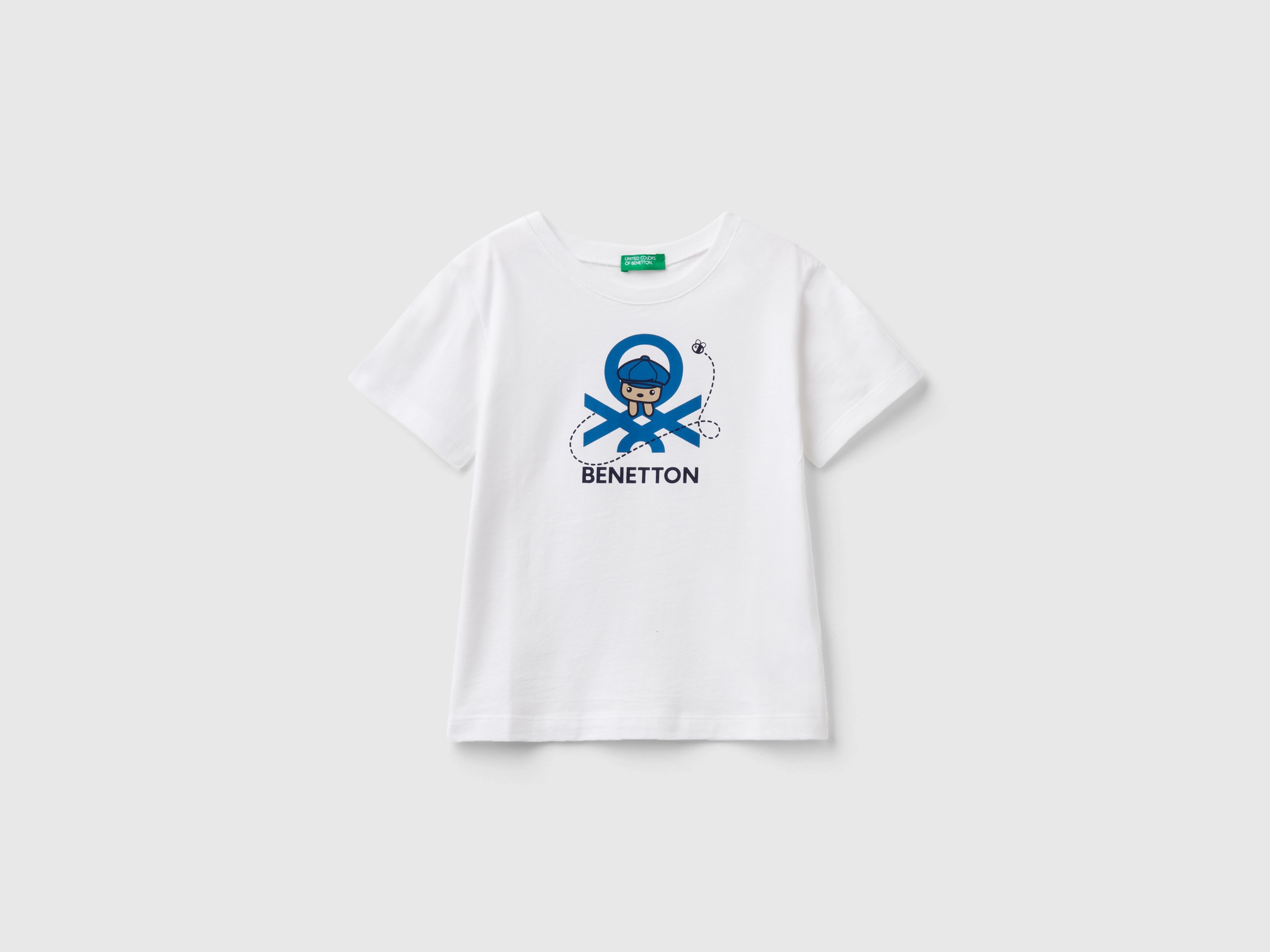 Benetton, T-shirt With Print In 100% Organic Cotton, size 5-6, White, Kids