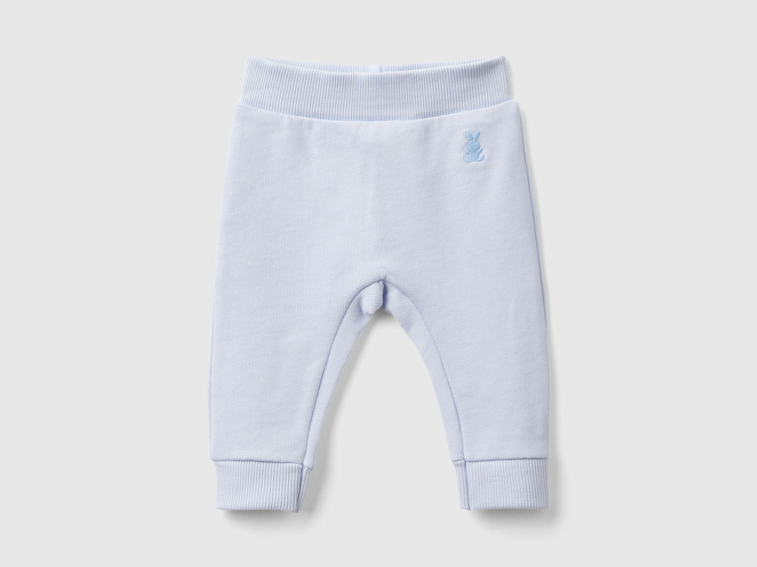 Benetton, Pantaloni In Felpa Di Cotone Biologico, Celeste, Bambini