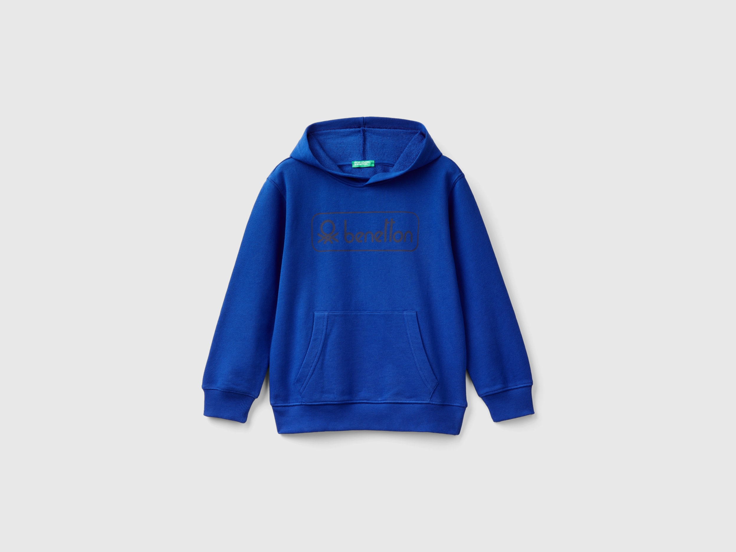 Benetton, Felpa Con Stampa E Cappuccio, Bluette, Bambini