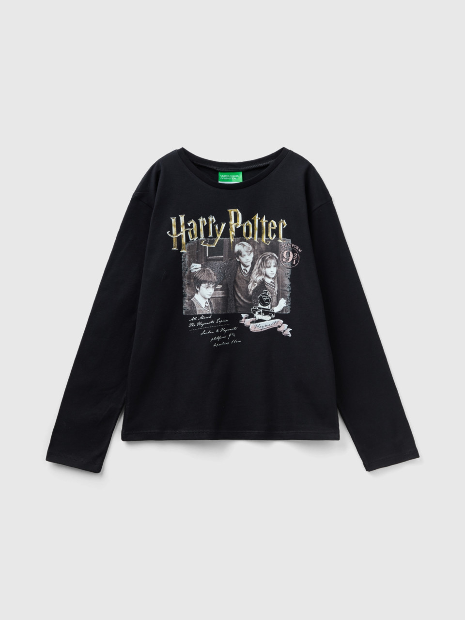 Benetton, Langärmeliges Harry Potter - T-shirt, Schwarz, female