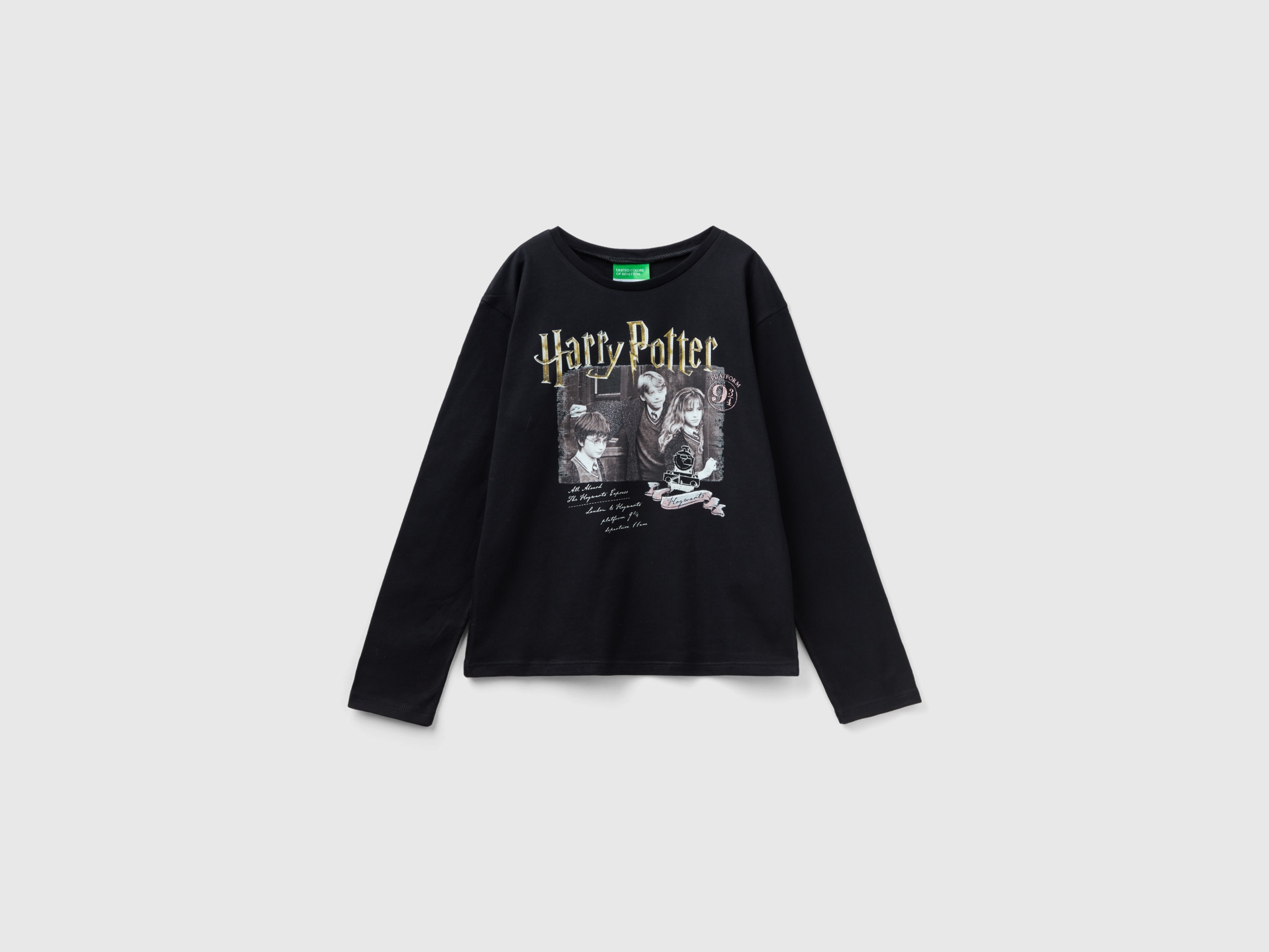 Benetton, Long Sleeve Harry Potter T-shirt, size S, Black, Kids