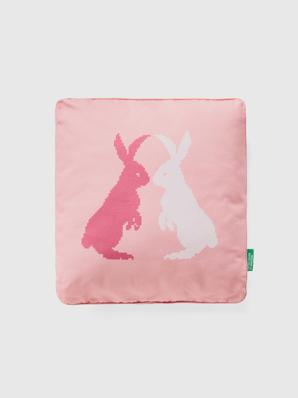 Benetton, Square Pillow With Bunnies, Pink, Benetton Home