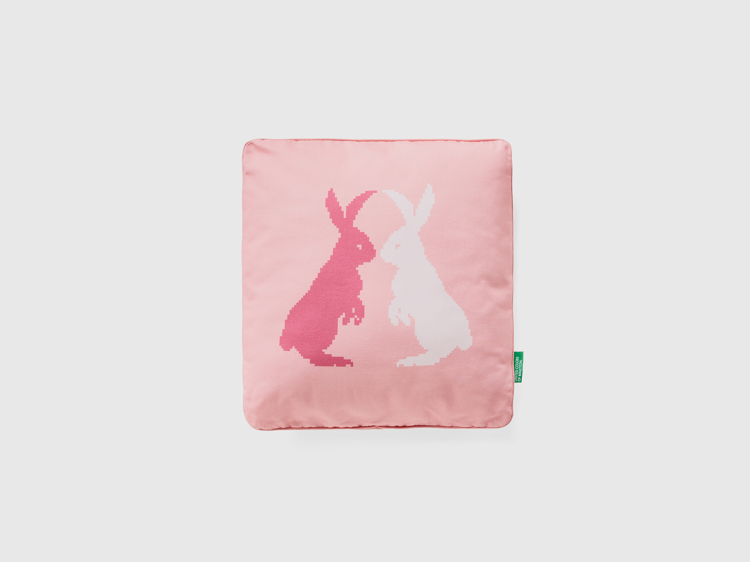 Benetton, Square Pillow With Bunnies, size OS, Pink, Benetton Home