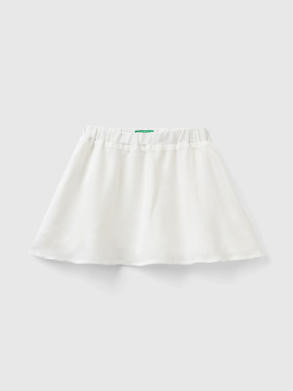 Benetton, Mini Skirt In Viscose Blend With Lurex, Creamy White, Kids