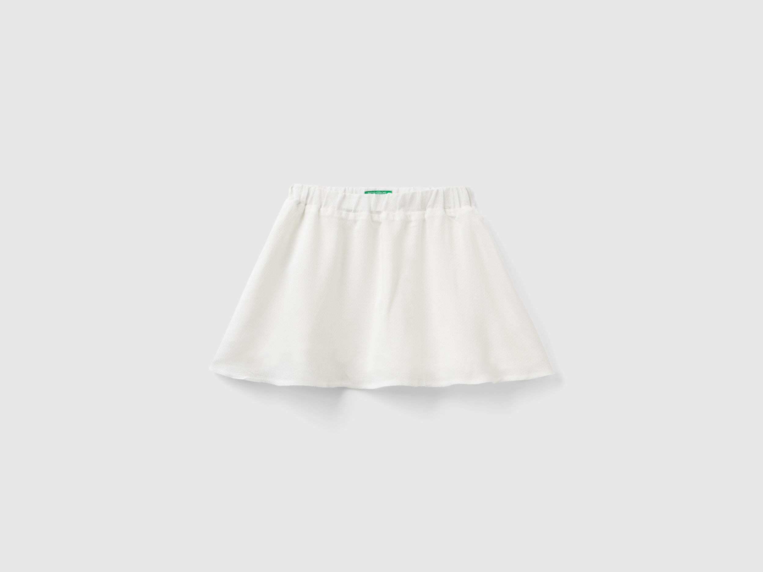 Benetton, Mini Skirt In Viscose Blend With Lurex, size 5-6, Creamy White, Kids