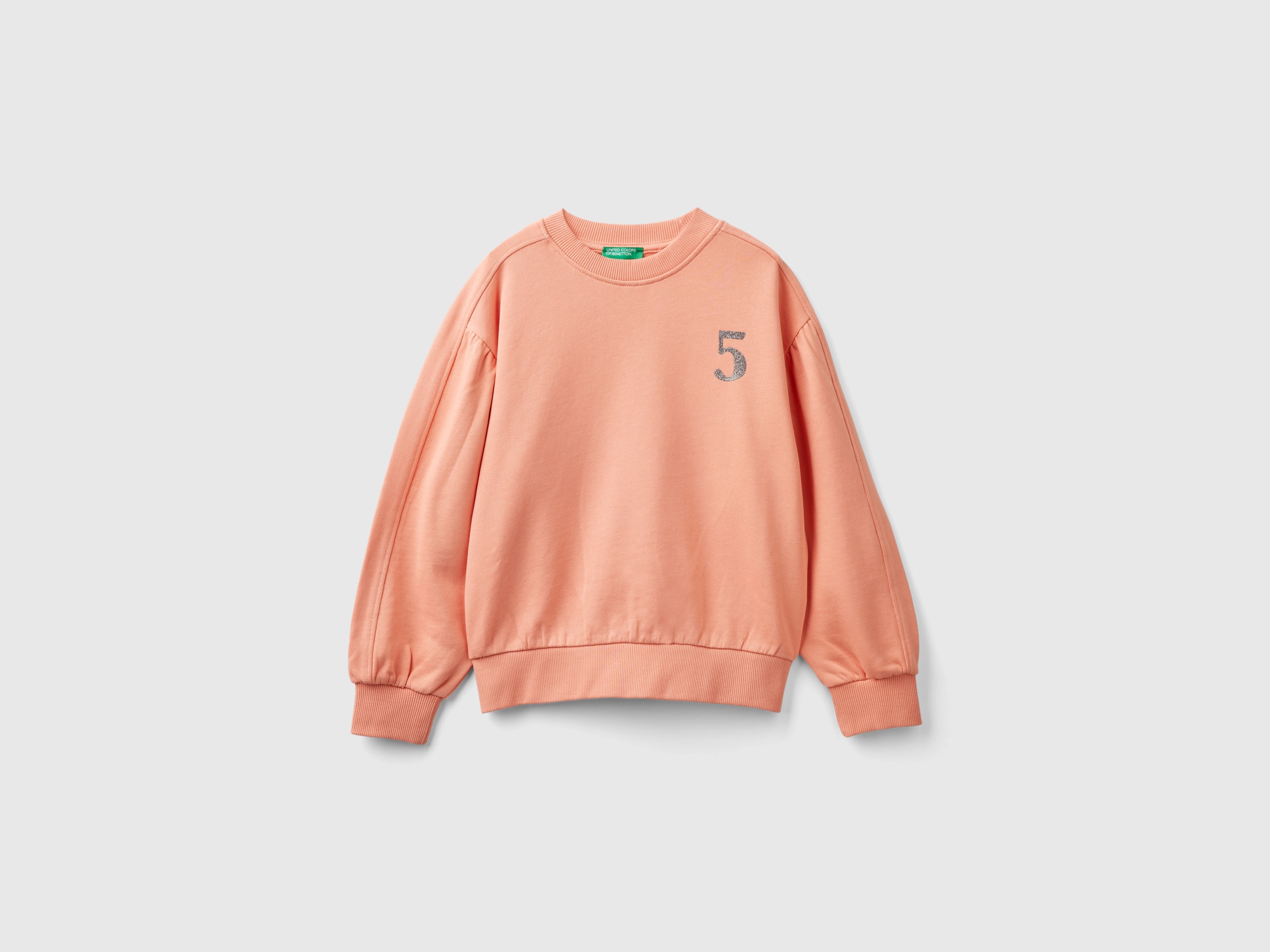 Benetton, Felpa Con Stampa Davanti E Dietro, Pesca, Bambini