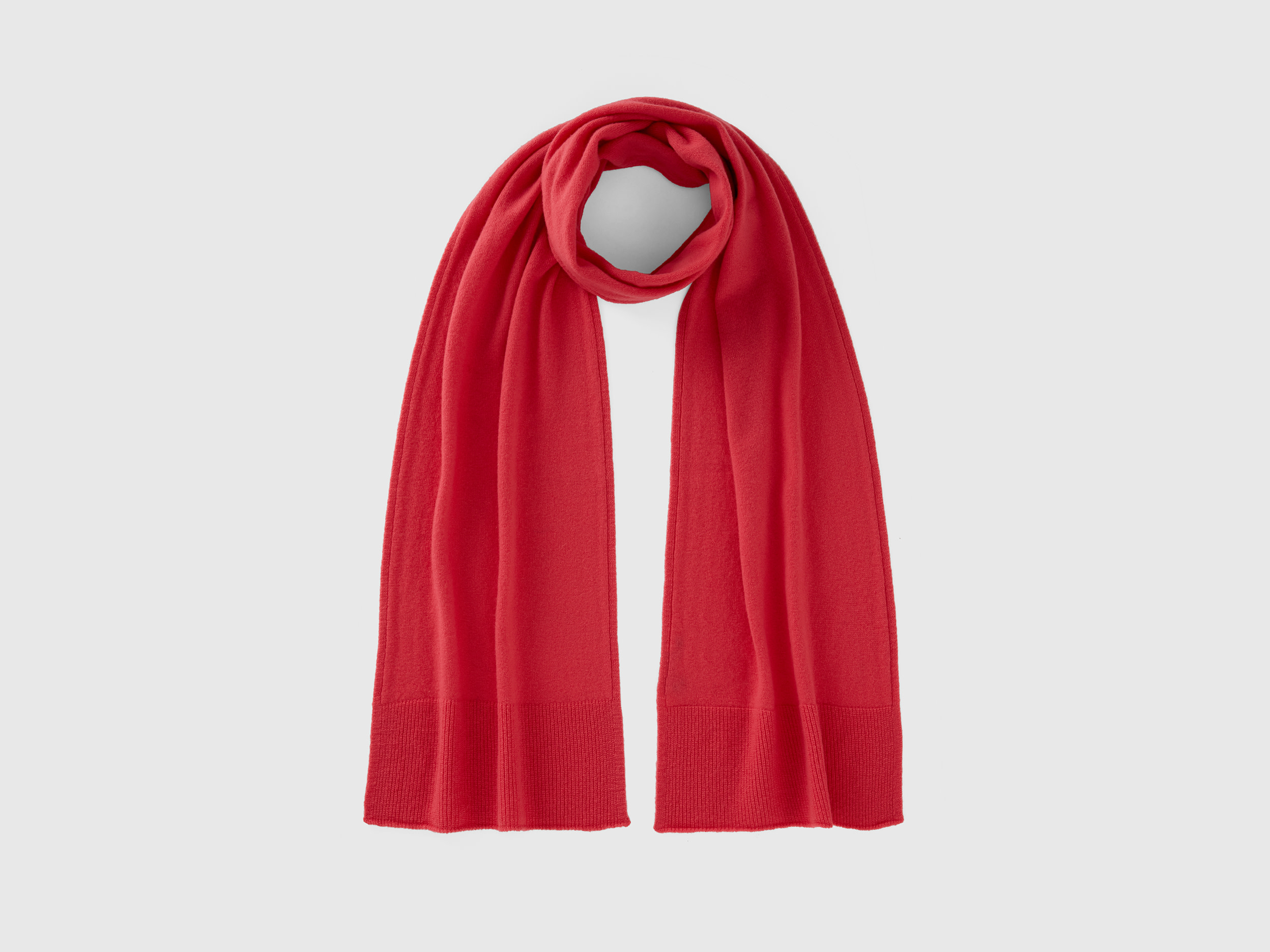 Benetton, Strawberry Red Scarf In Pure Merino Wool, size OS, Strawberry, Women