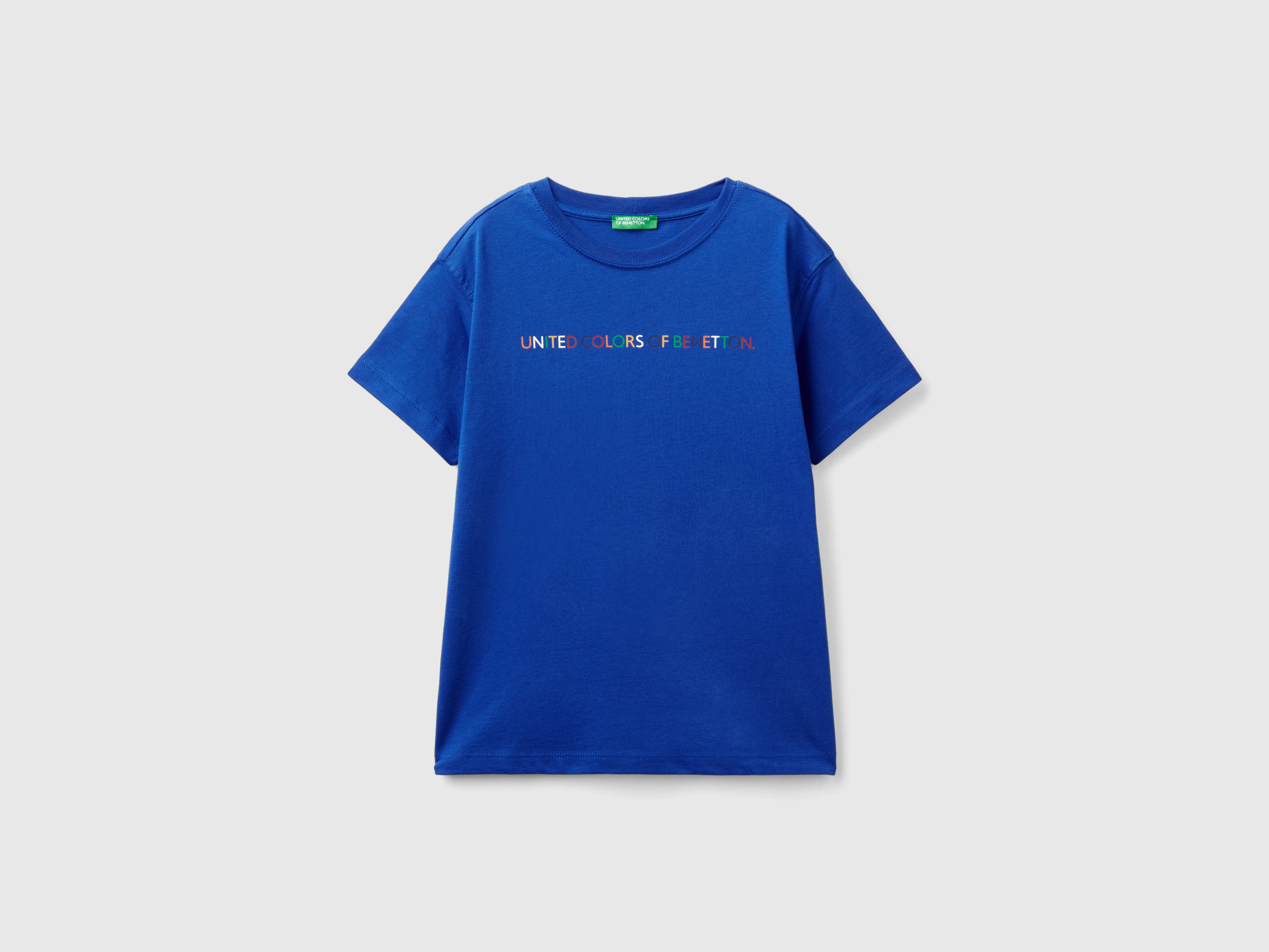Benetton, T-shirt Manica Corta 100% Cotone Bio, Bluette, Bambini