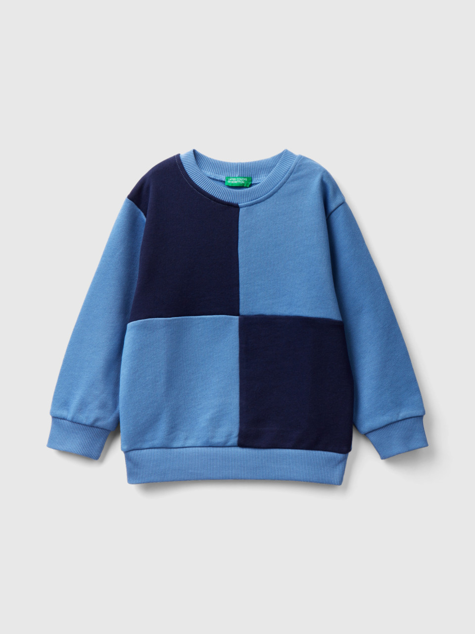 Benetton, Sweatshirt With Maxi Check, Light Blue, Kids