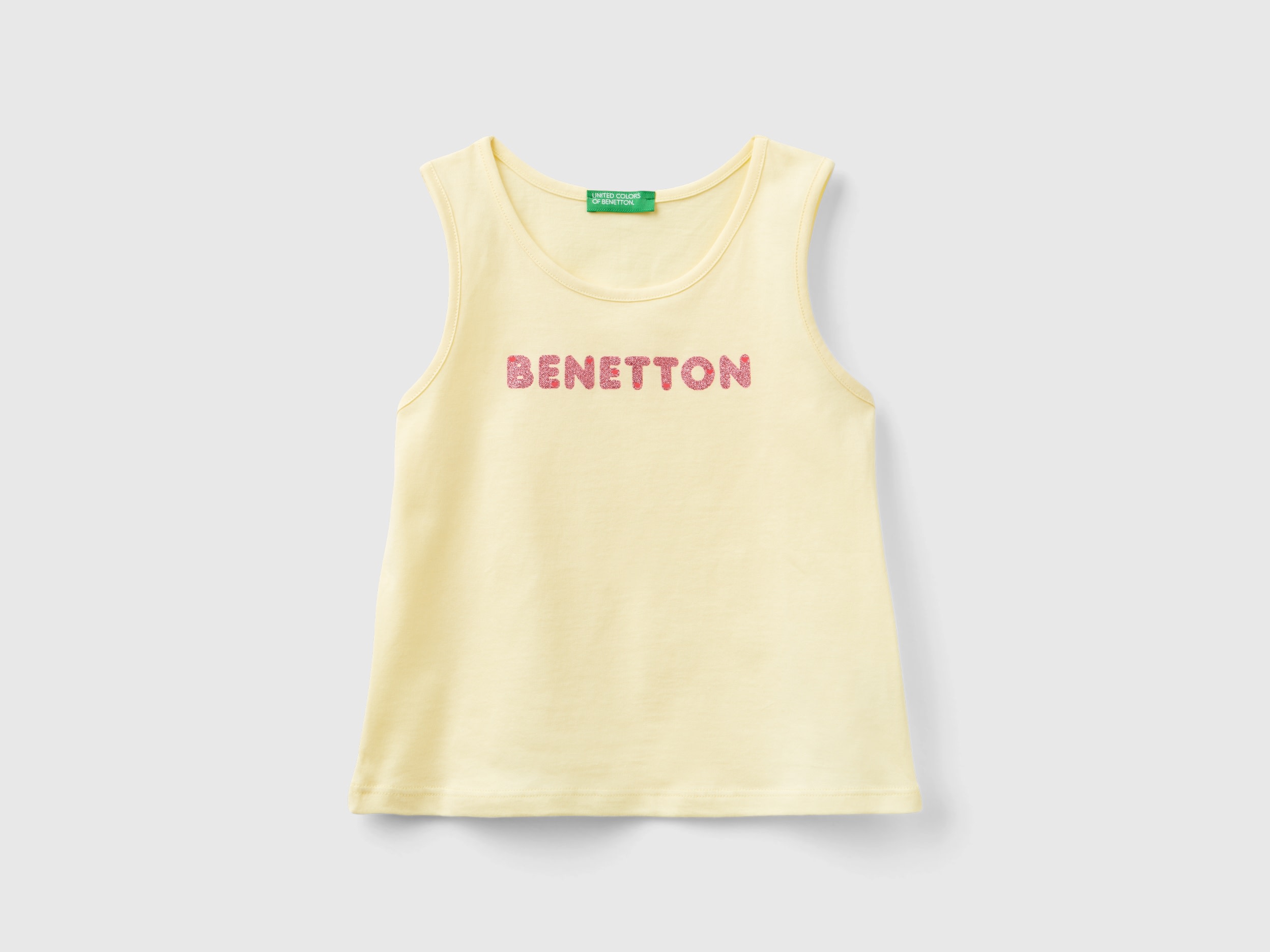 Image of Benetton, Tank Top In Organic Cotton, size 116, Vanilla, Kids