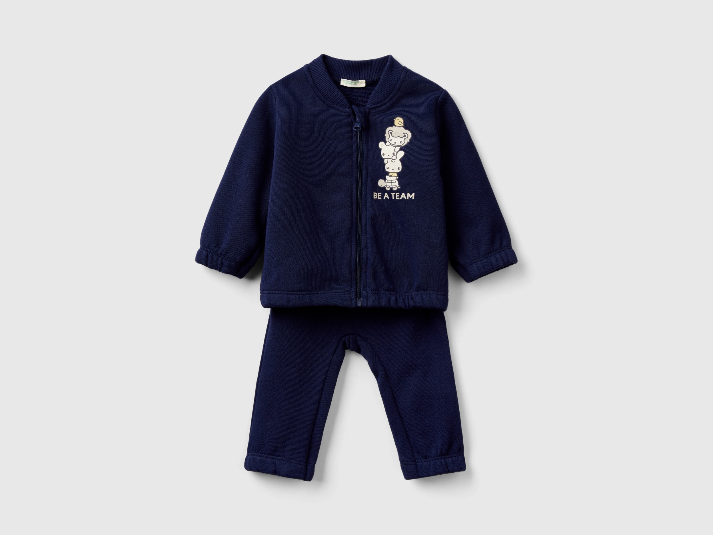 Image of Benetton, Organic Cotton Sweat Outfit, size 50, Dark Blue, Kids