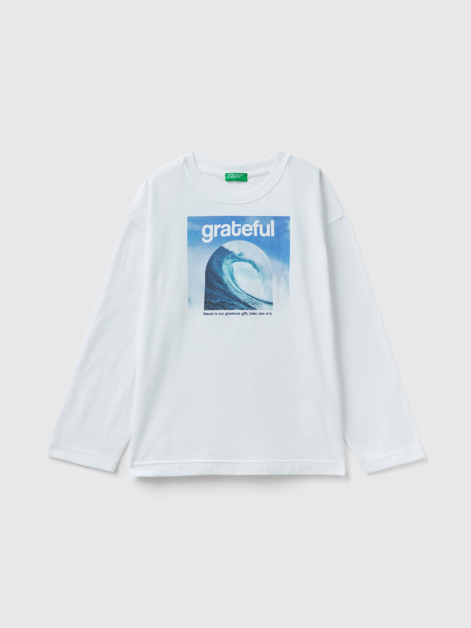 Benetton, T-shirt Aus Warmer Baumwolle Mit Print, Weiss, male