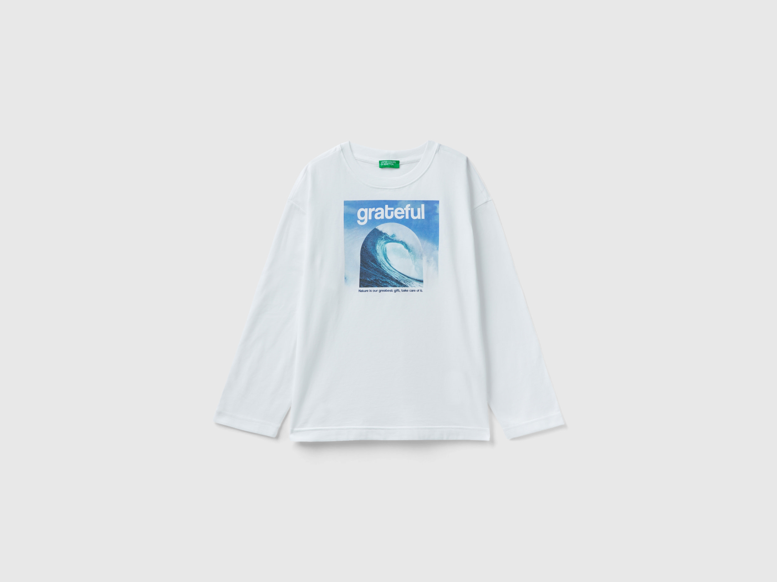 Benetton, T-shirt In Warm Cotton With Print, size 2XL, White, Kids