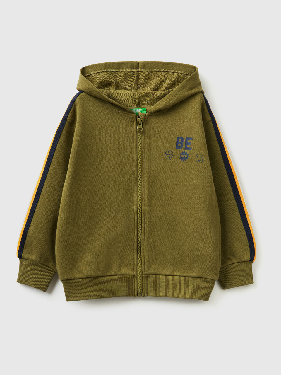 Benetton, Sweatshirt With be Print, Military Green, Kids