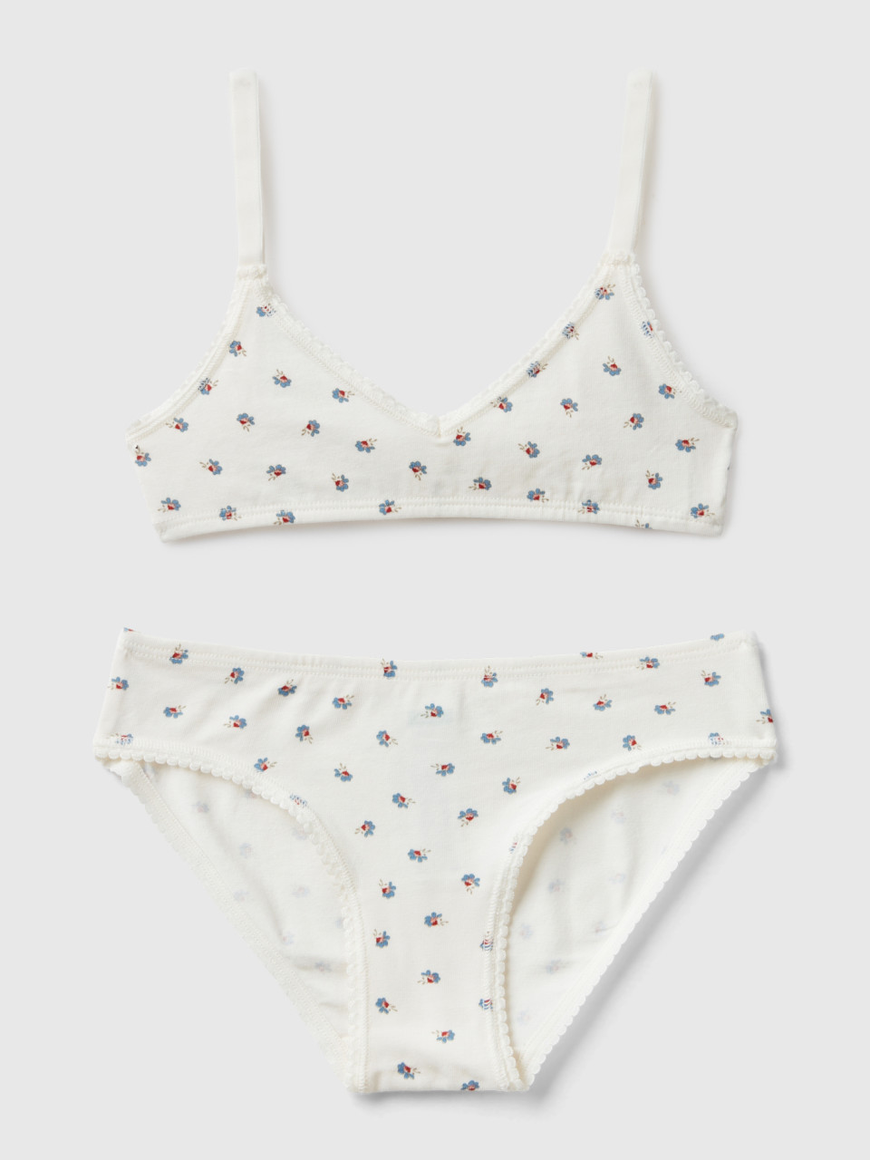 Benetton, Patterned Top And Underwear Set, Creamy White, Kids