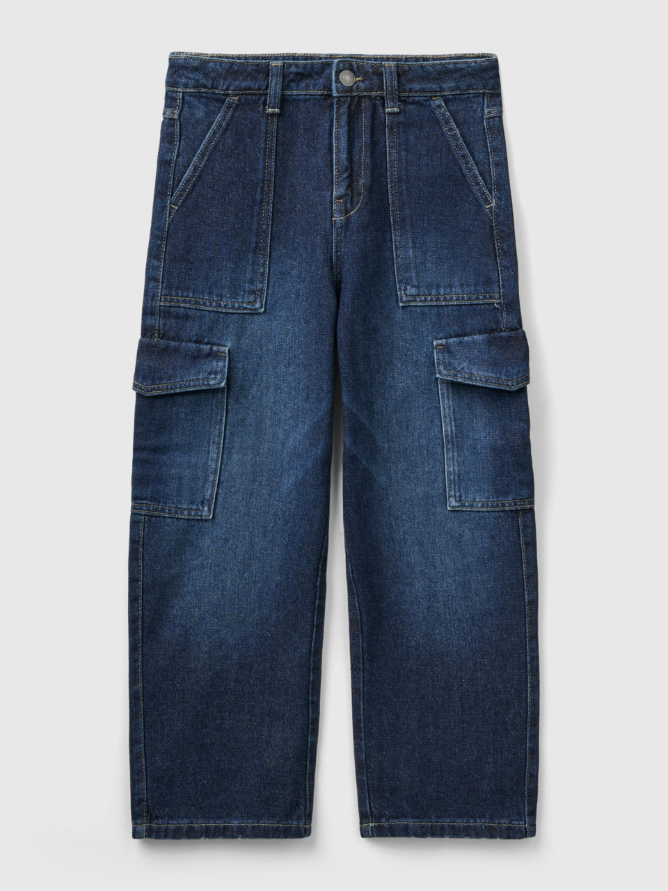 Benetton, Cargo-jeans Aus Denim eco-recycle, Blau, female