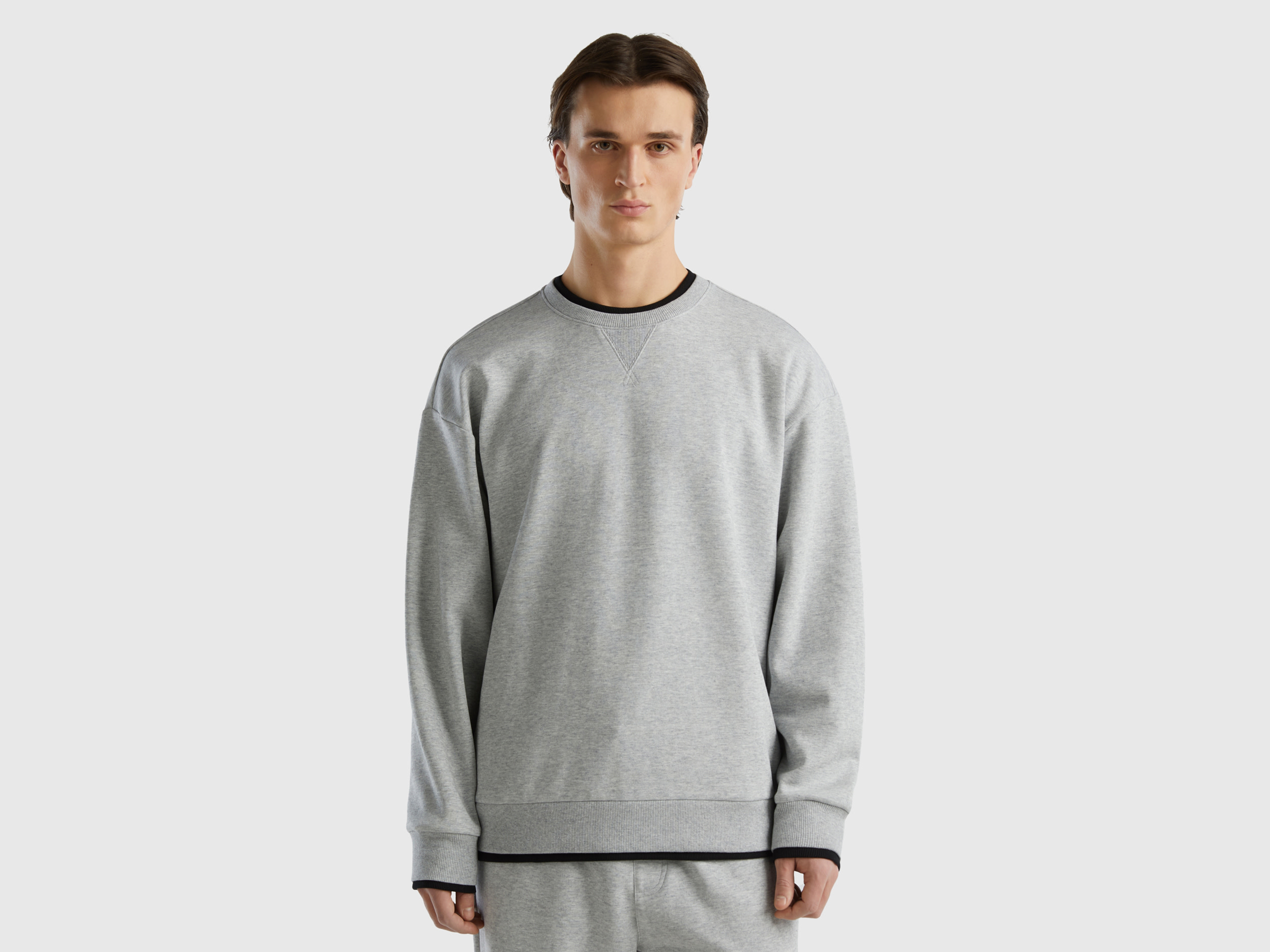 Benetton, Relaxed Fit Sweatshirt, size , Light Gray, Men