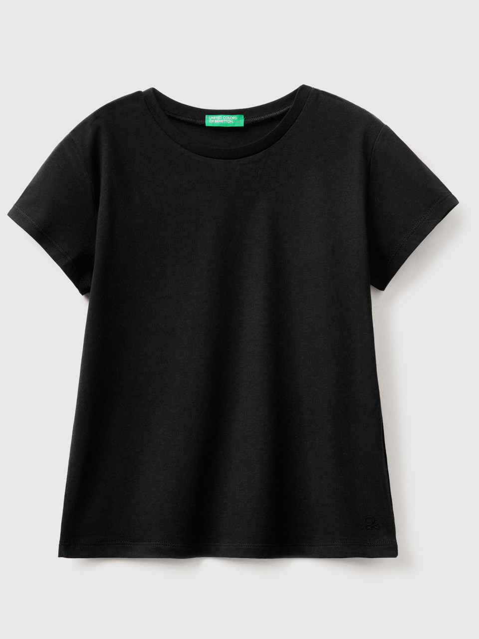Benetton, Camiseta De 100 % Algodón Orgánico, Negro, Niños