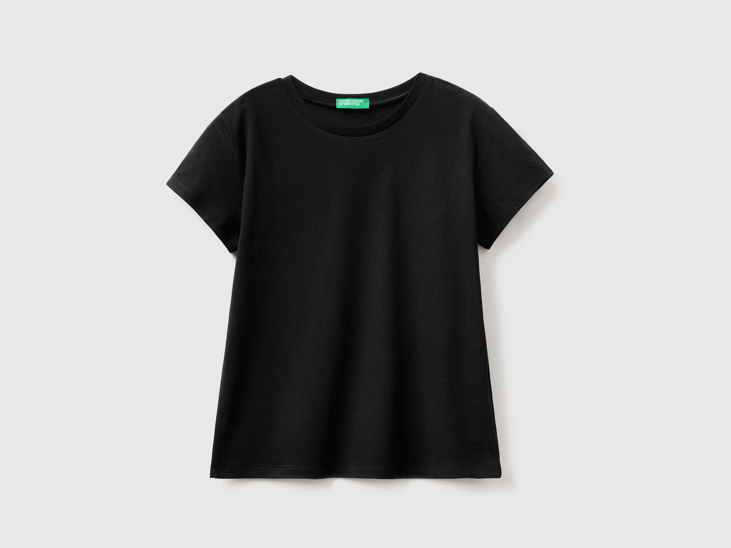 Benetton, T-shirt In Pure Organic Cotton, size 2XL, Black, Kids
