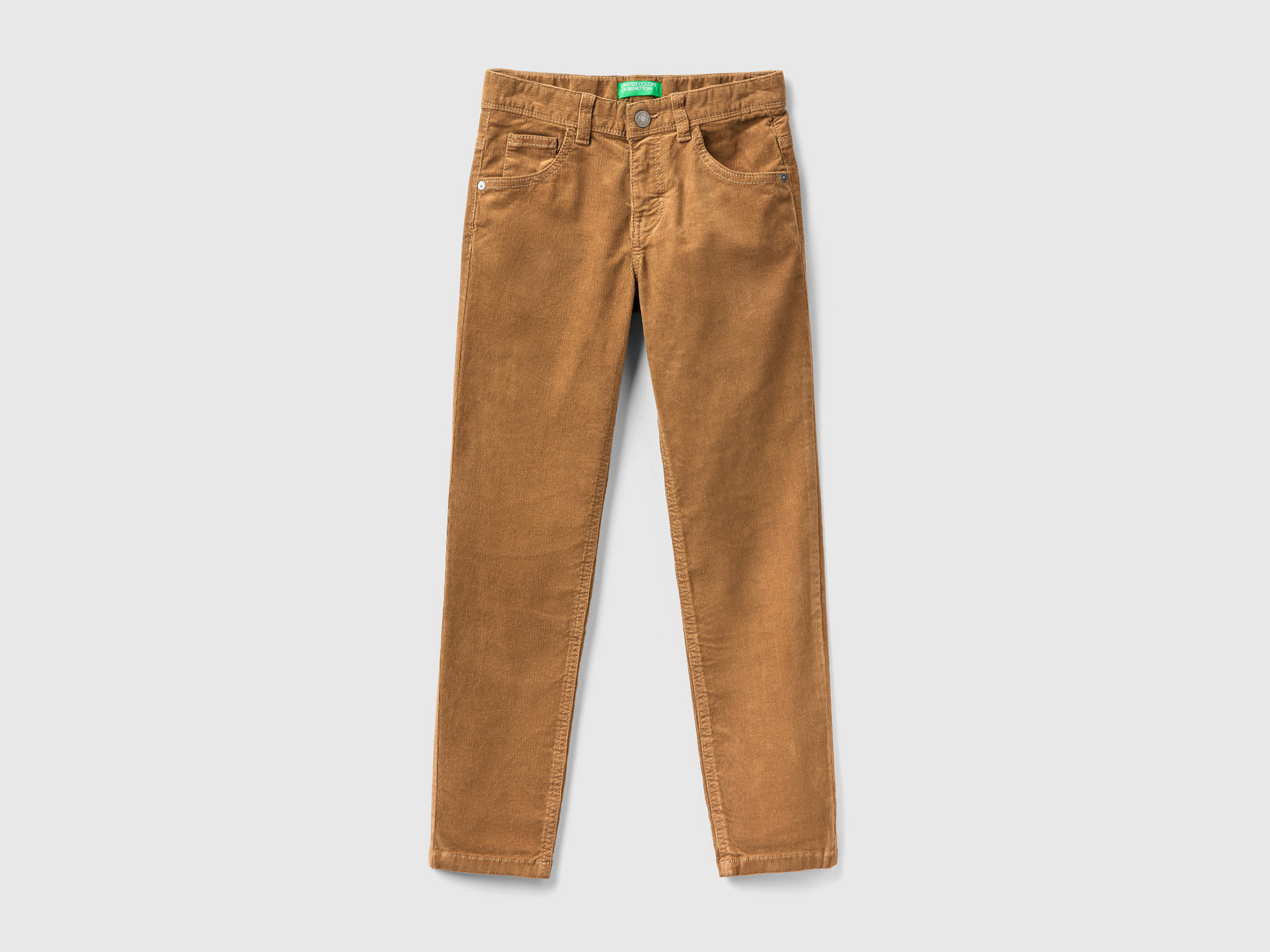 Benetton, Slim Fit Stretch Corduroy Trousers, size 3XL, Beige, Kids