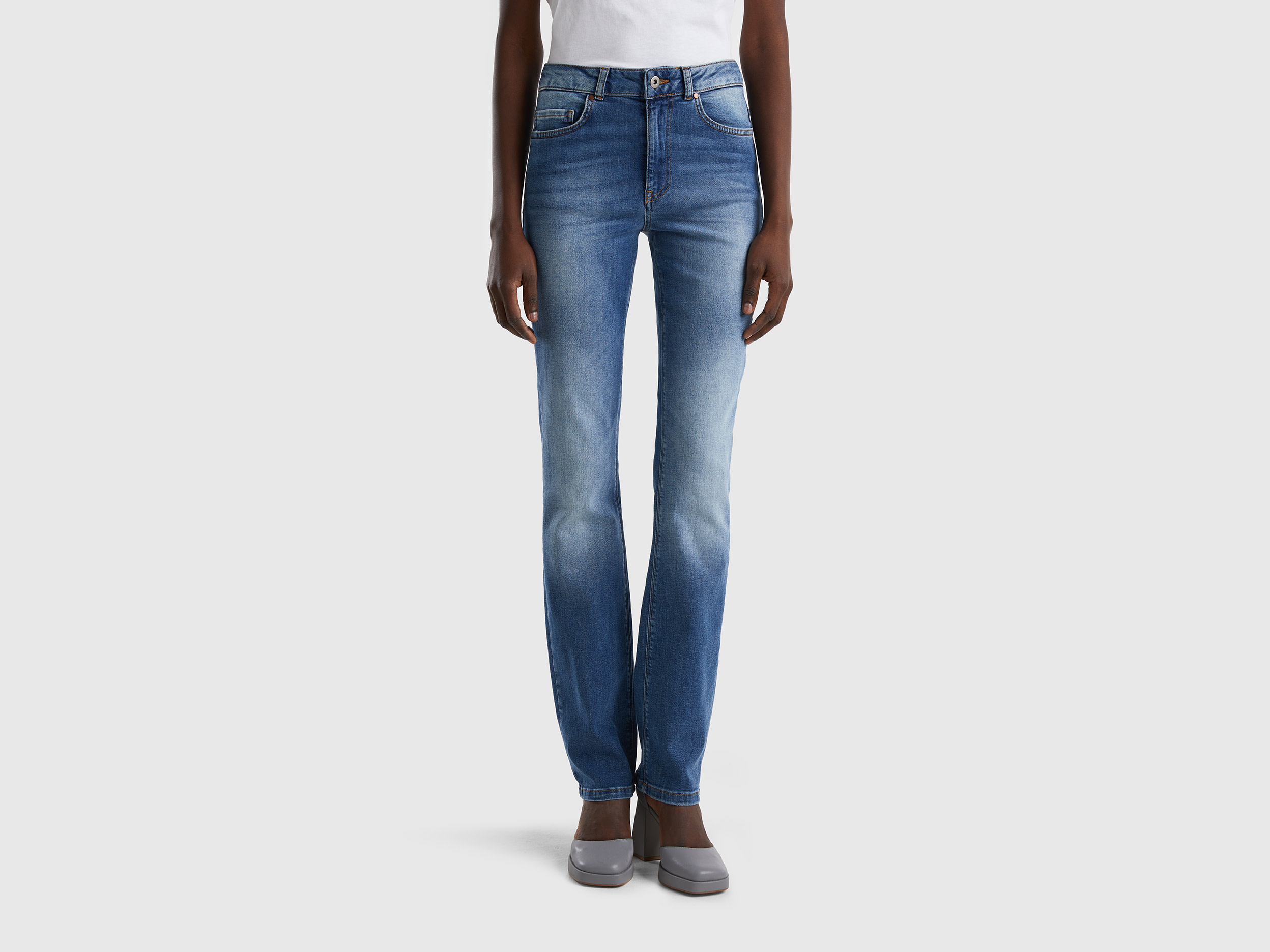 Benetton, Five-pocket Bootcut Jeans, size 36, Blue, Women