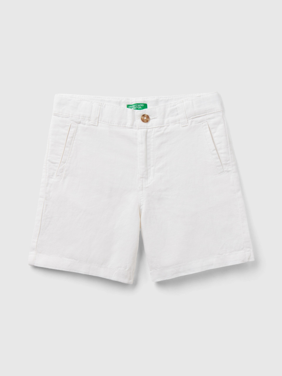 Benetton, Shorts In Linen Blend, White, Kids