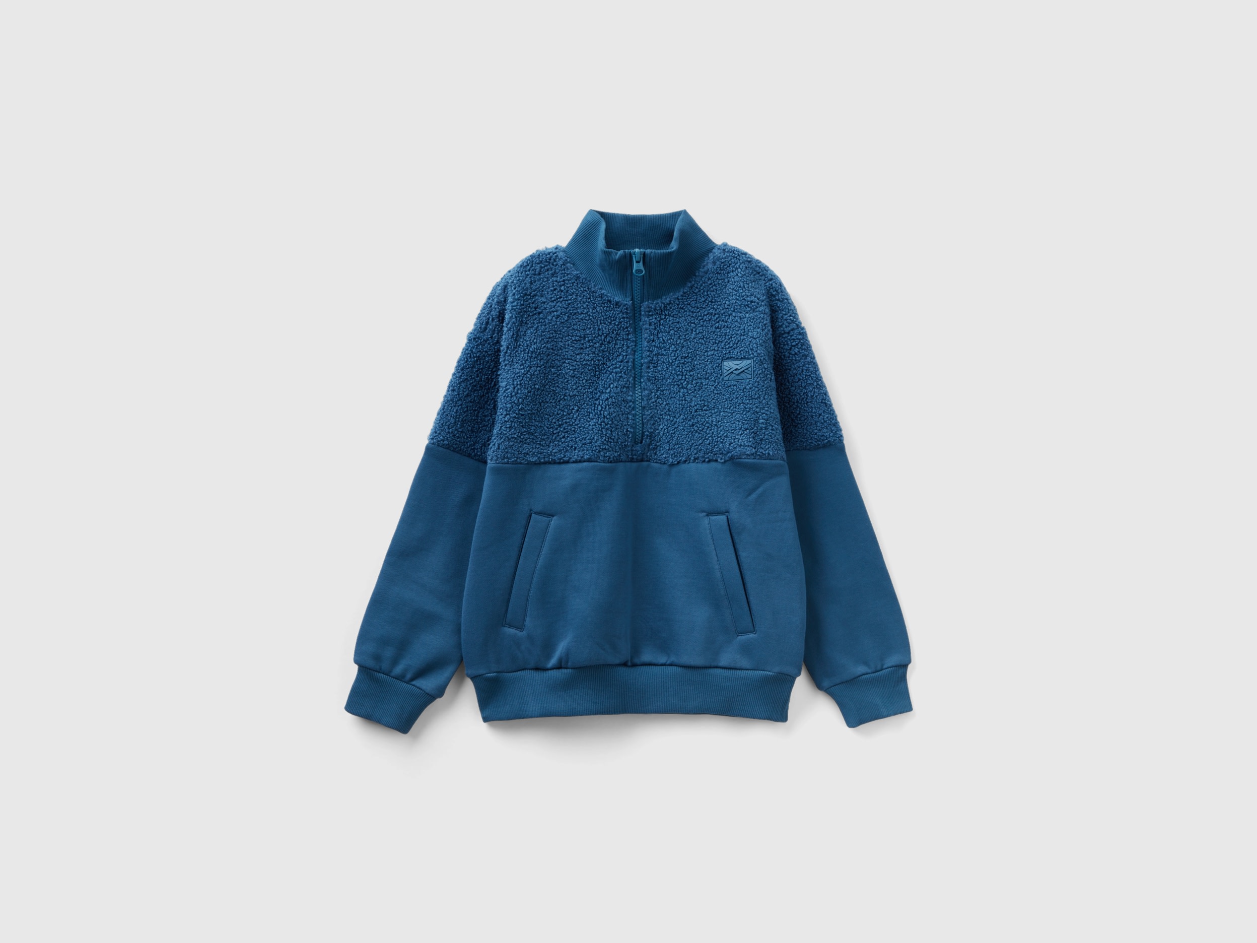 Benetton, Warm Half-zip Sweatshirt, size 3XL, Air Force Blue, Kids