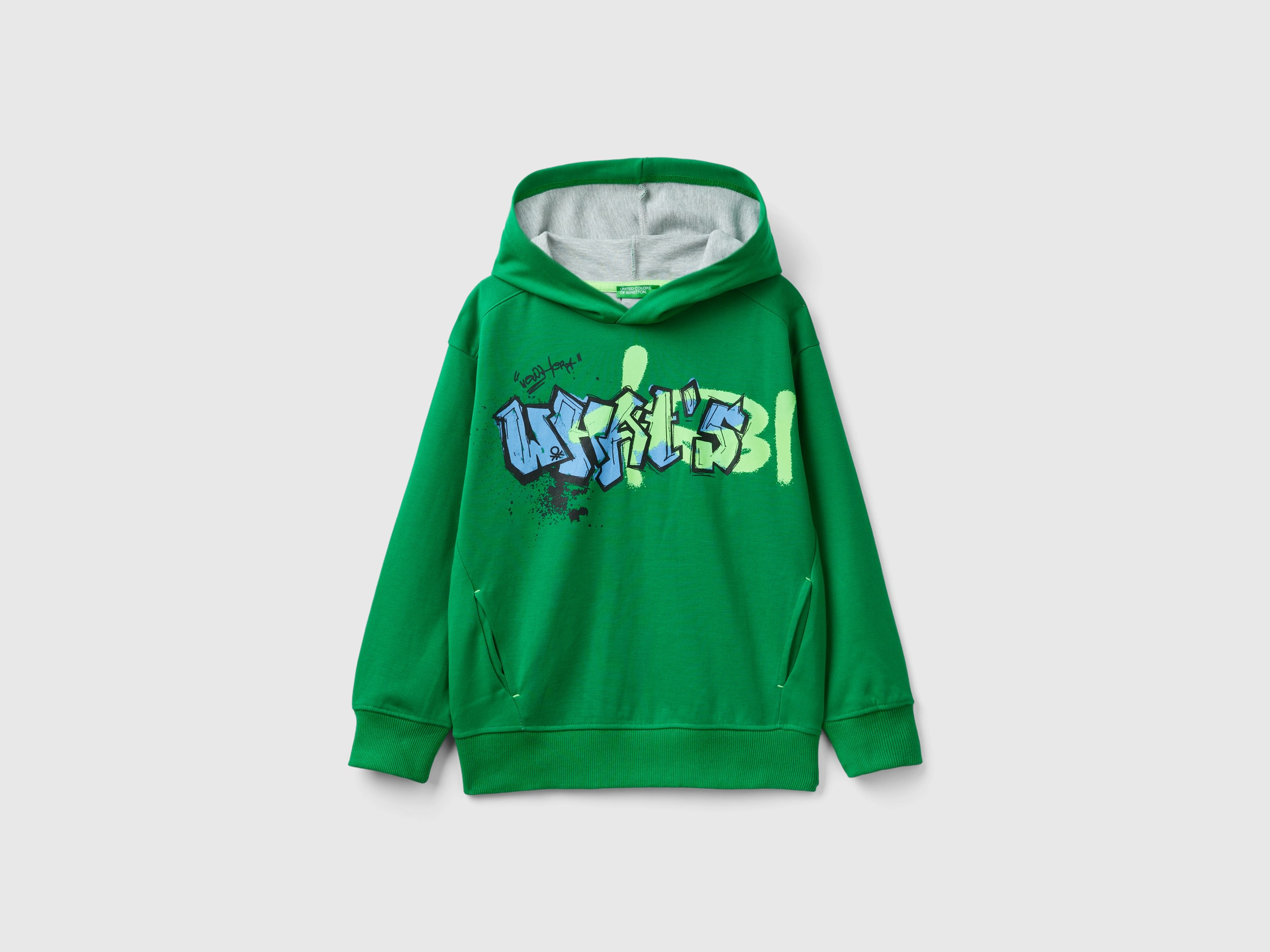 Benetton, Felpa Con Stampa Graffiti, Verde, Bambini
