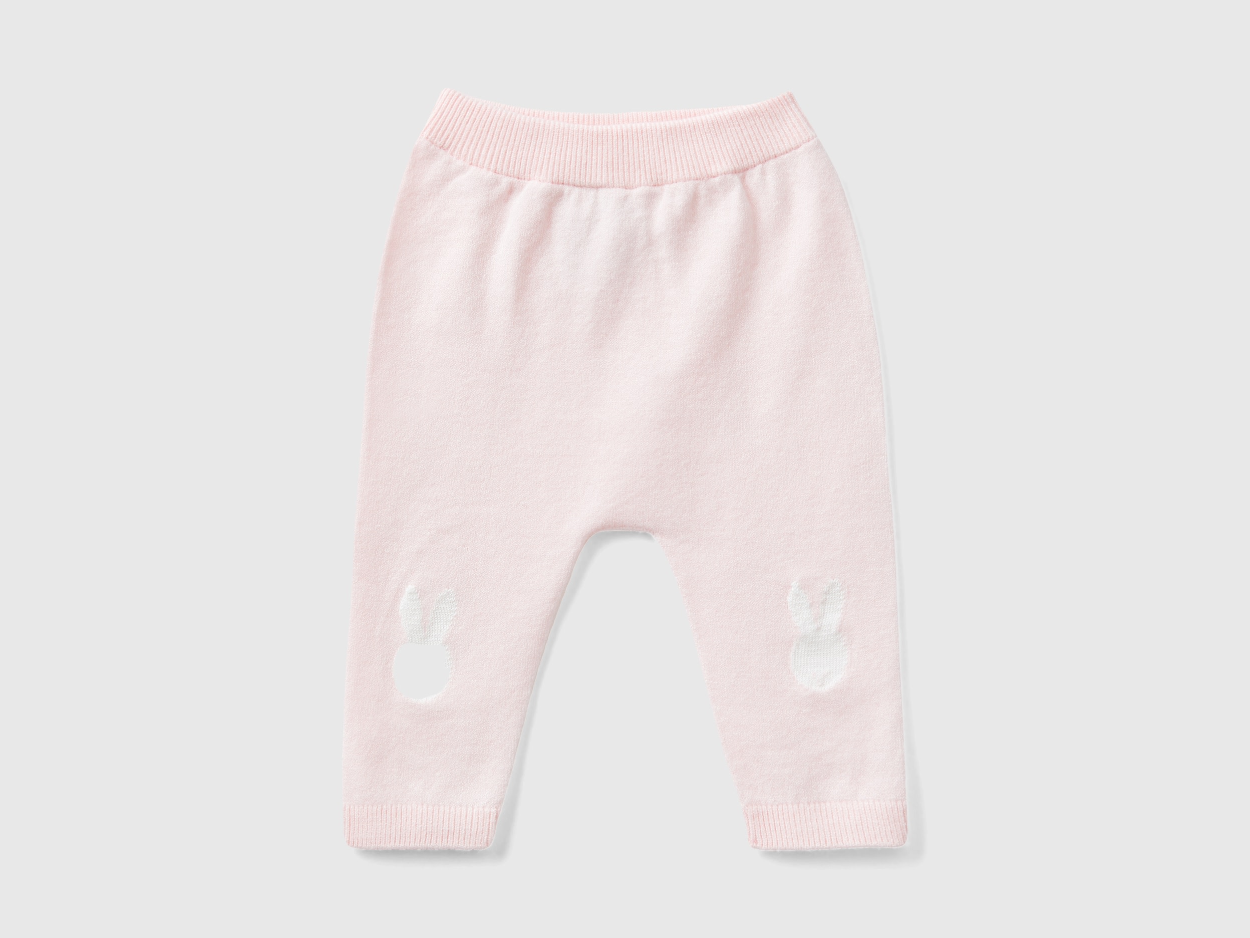 Benetton, Knit Trousers With Inlay, size 1-3, Soft Pink, Kids