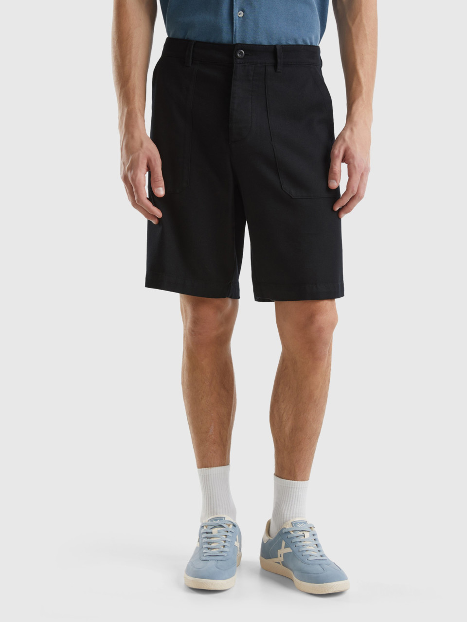 Benetton, Shorts In Modal® And Cotton Blend, Black, Men