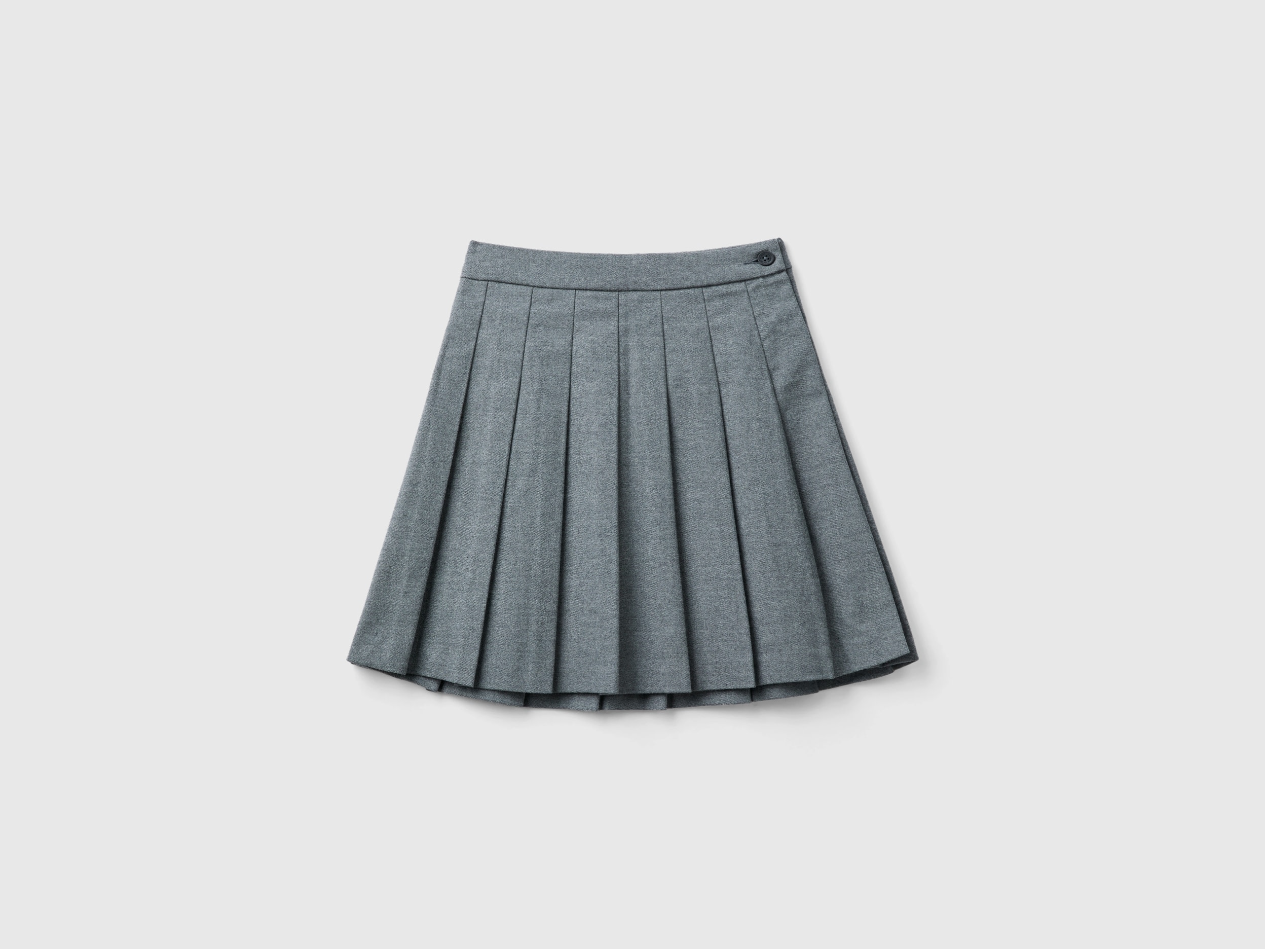 Benetton, Gonna A Pieghe In Flanella, Grigio, Bambini