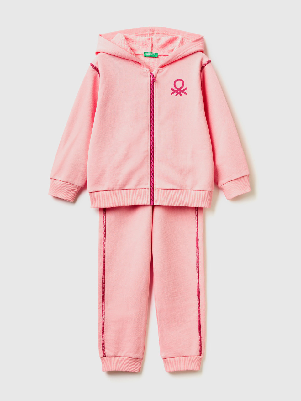 Benetton, Sweat Tracksuit In 100% Cotton, Pink, Kids