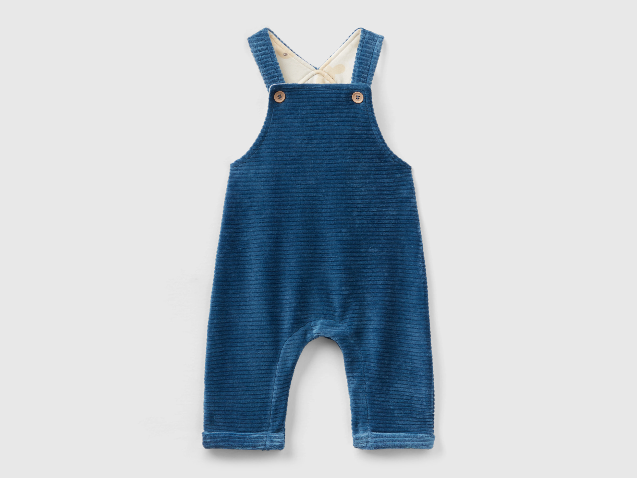 Benetton, Dungarees In Chenille, size 3-6, Air Force Blue, Kids