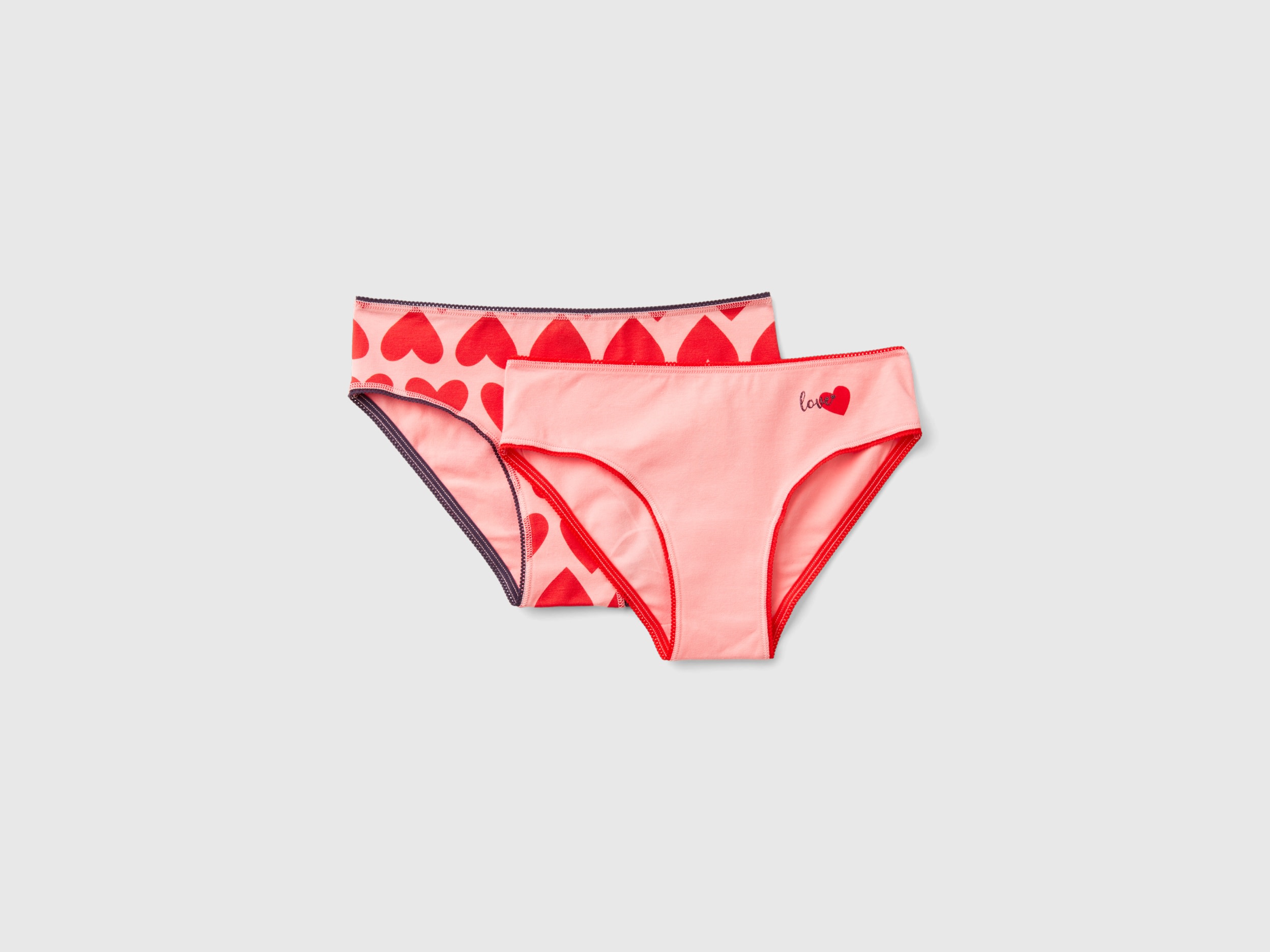 Benetton, Due Slip Con Cuori, Rosa, Bambini