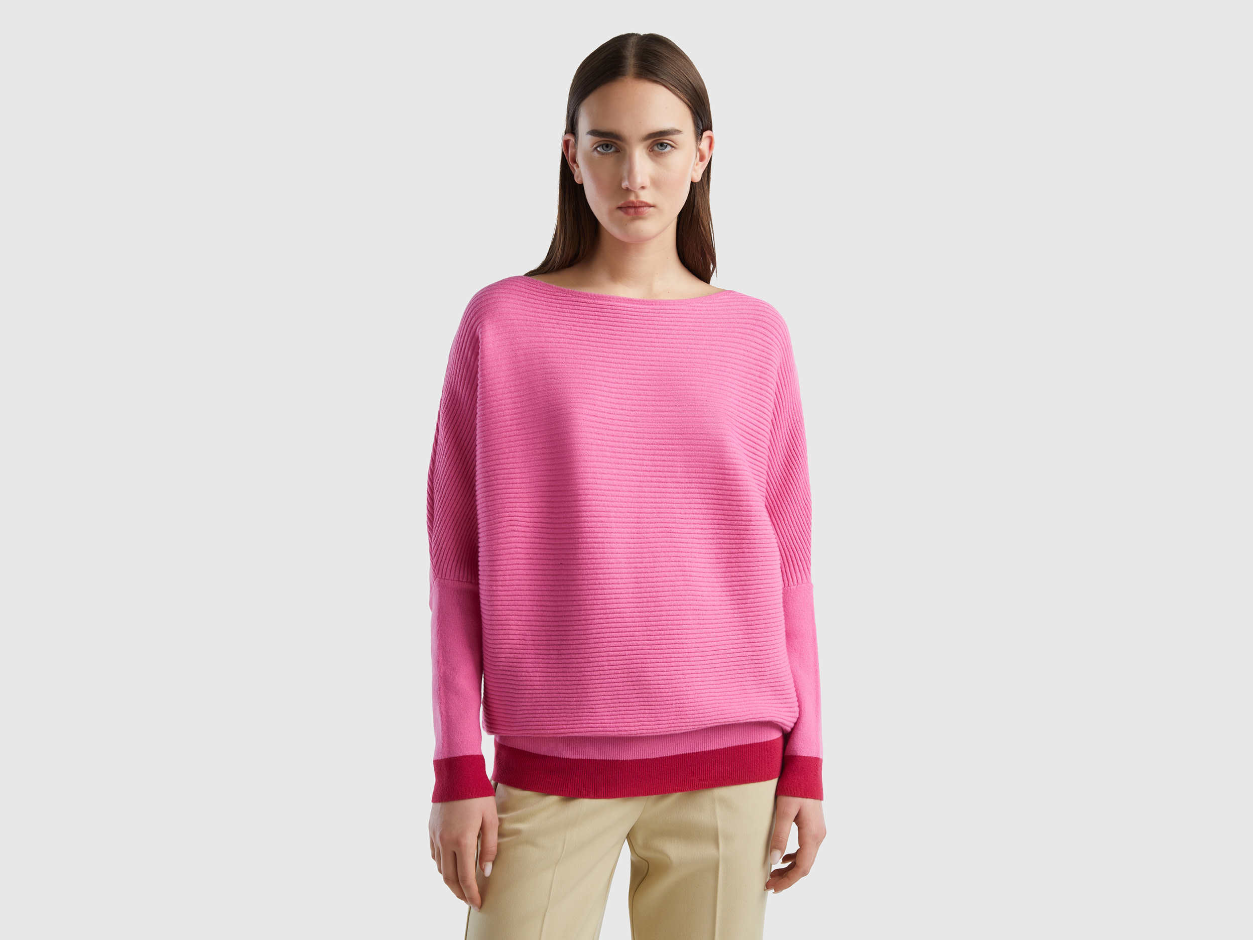 Benetton, Boat Neck Sweater, size XS-S, Pink, Women