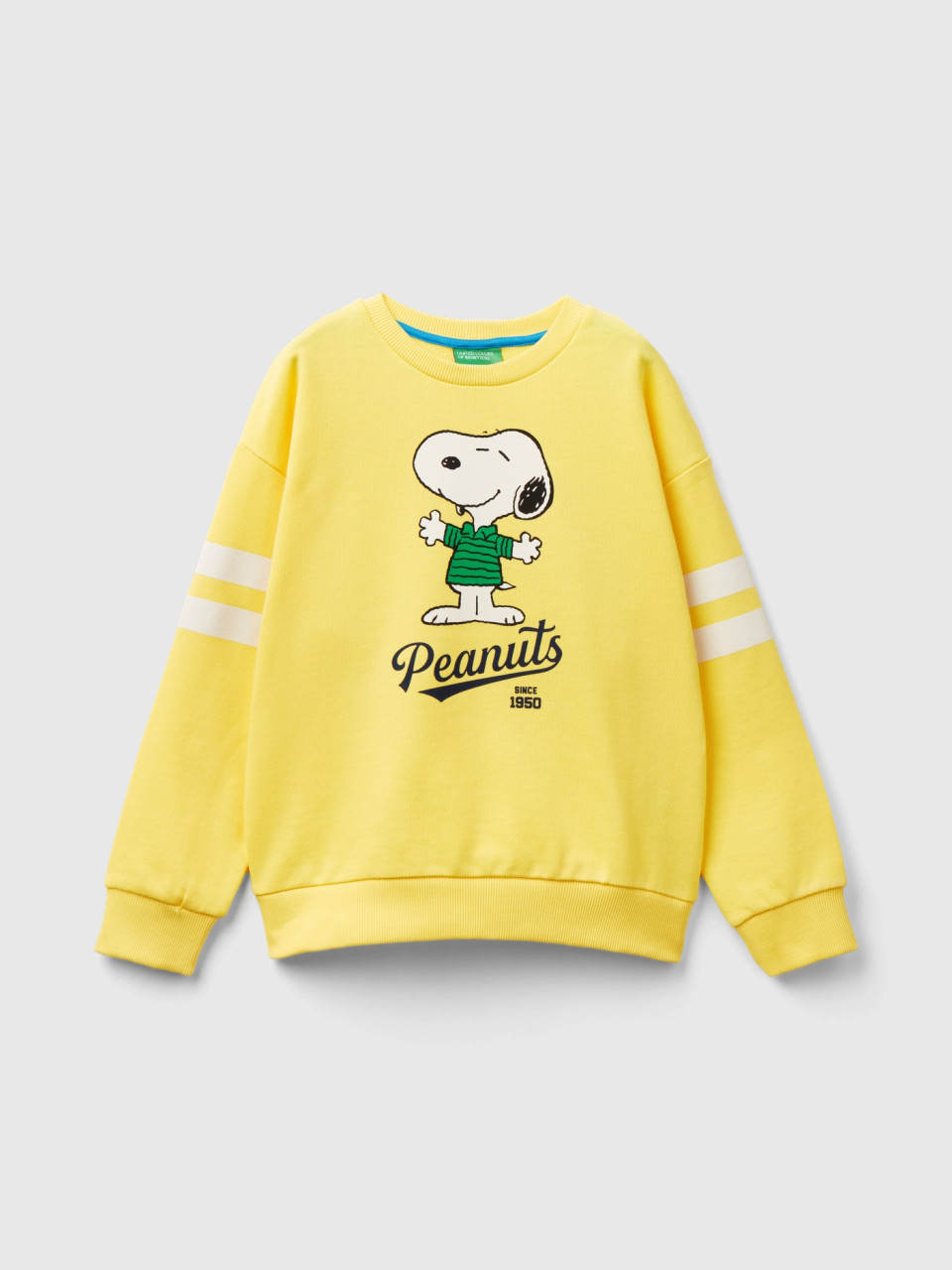 Benetton, ©peanuts Rundhals-sweater, Gelb, male