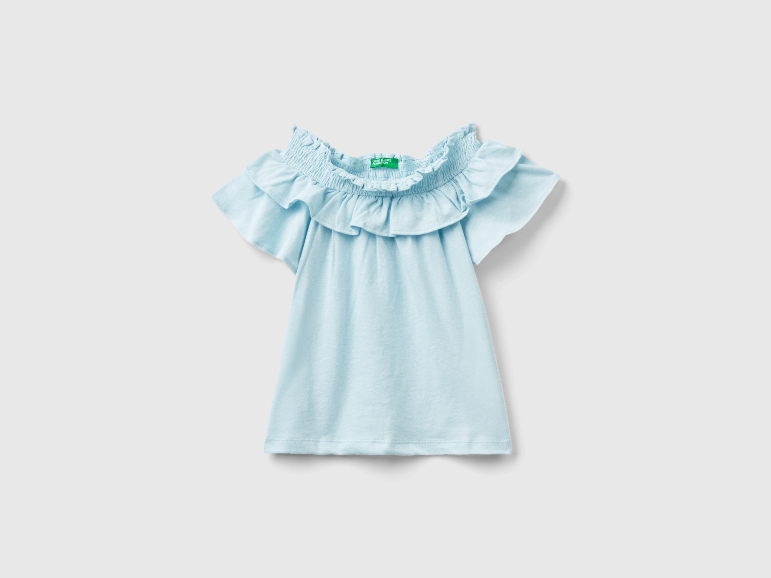 Benetton, Maglietta Con Scollo A Barchetta, Verde Acqua, Bambini